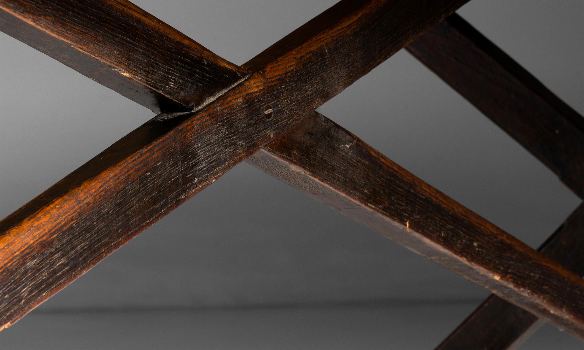 Oak X-Frame Dining Table, England Circa 1880 4