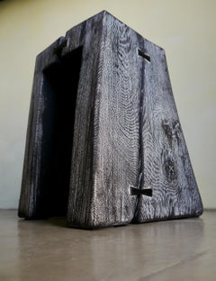 Burnished and Limed Oak Stool by Fritz Baumann