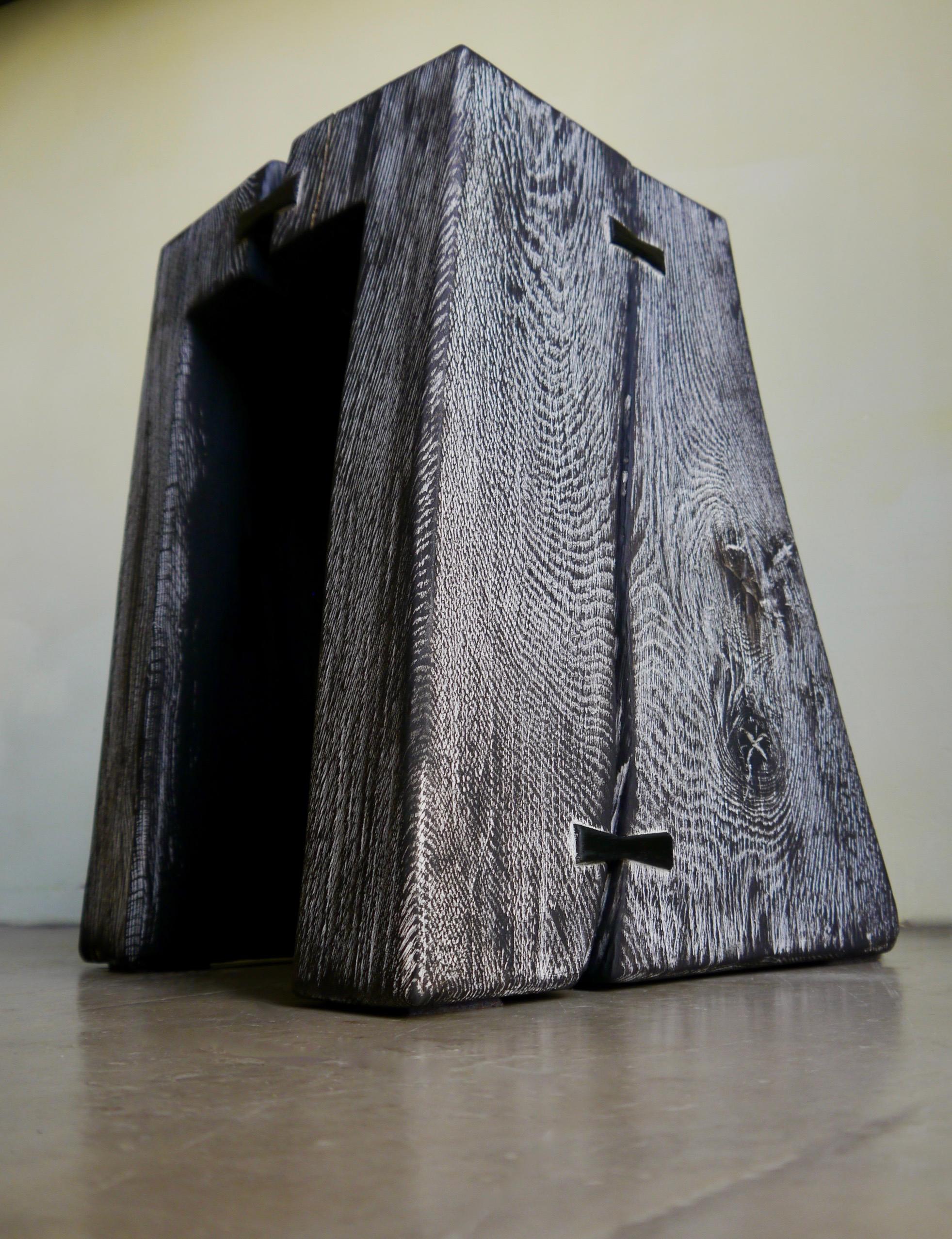 Burnished and Limed Oak Stool by Fritz Baumann In New Condition In Geneve, CH