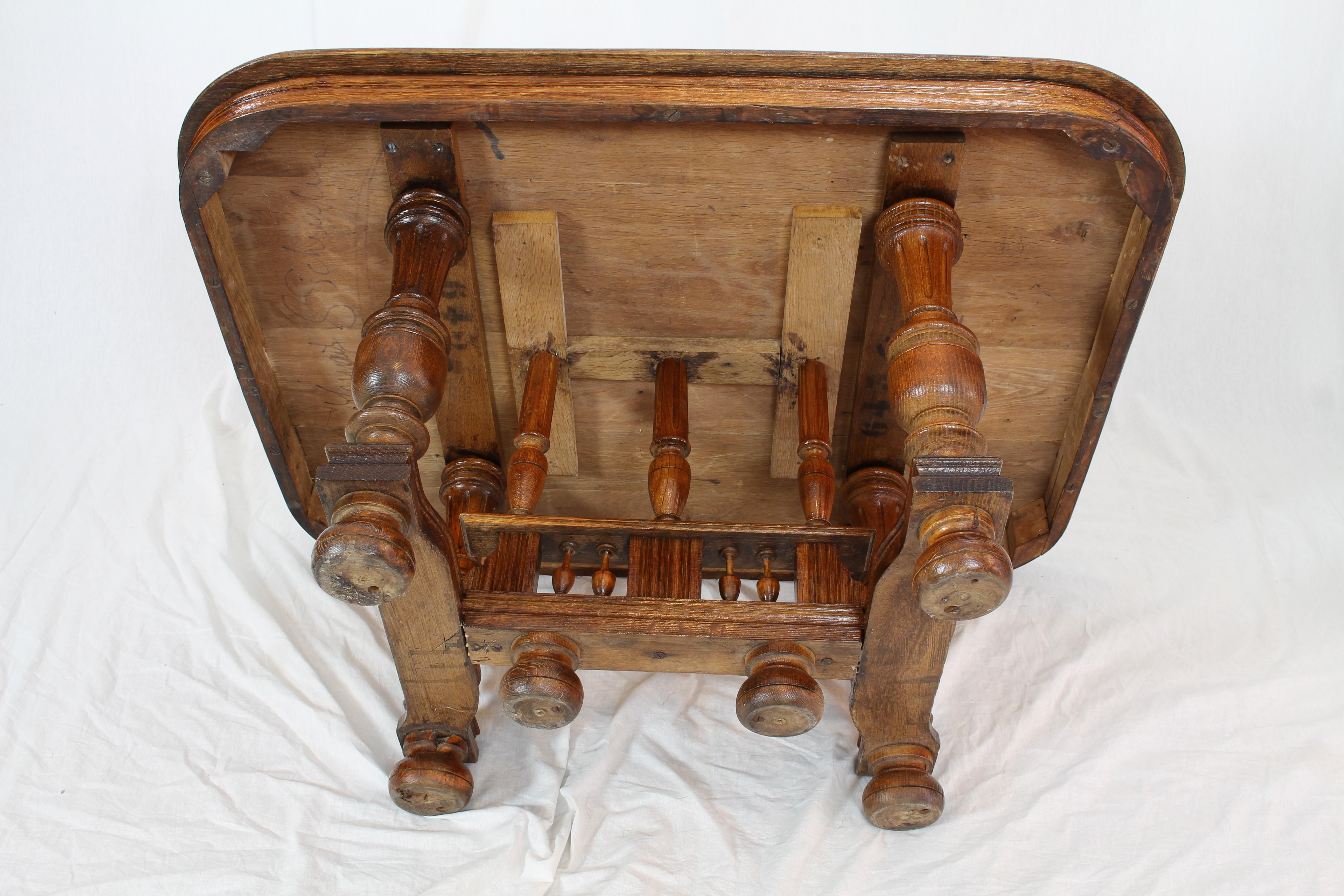 Polished Oakwood Henry Deux Couch Table from France, circa 1880 For Sale