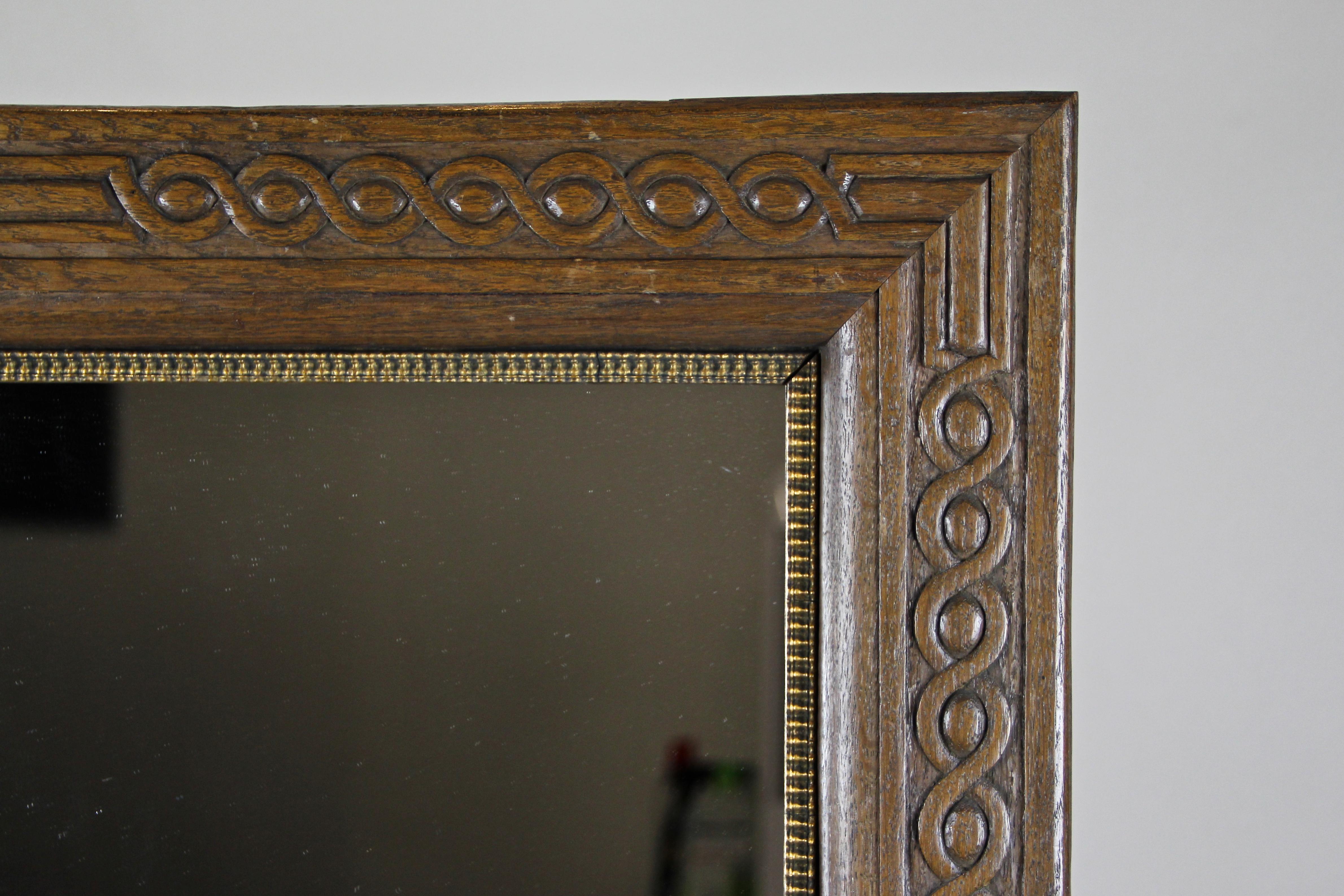 Hand-Carved Oakwood Wall Mirror Hand Carved, Austria, circa 1890 For Sale