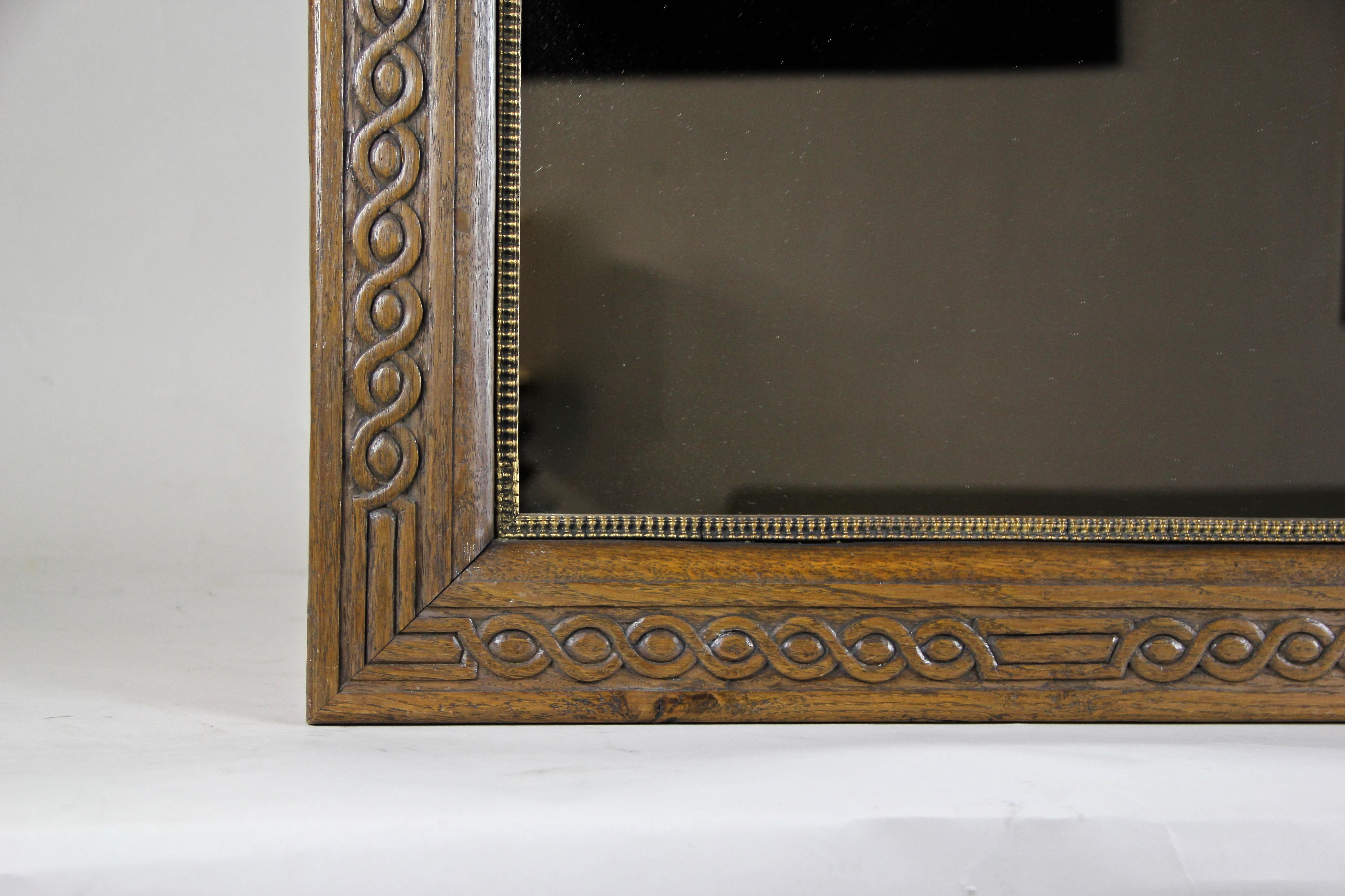 19th Century Oakwood Wall Mirror Hand Carved, Austria, circa 1890 For Sale