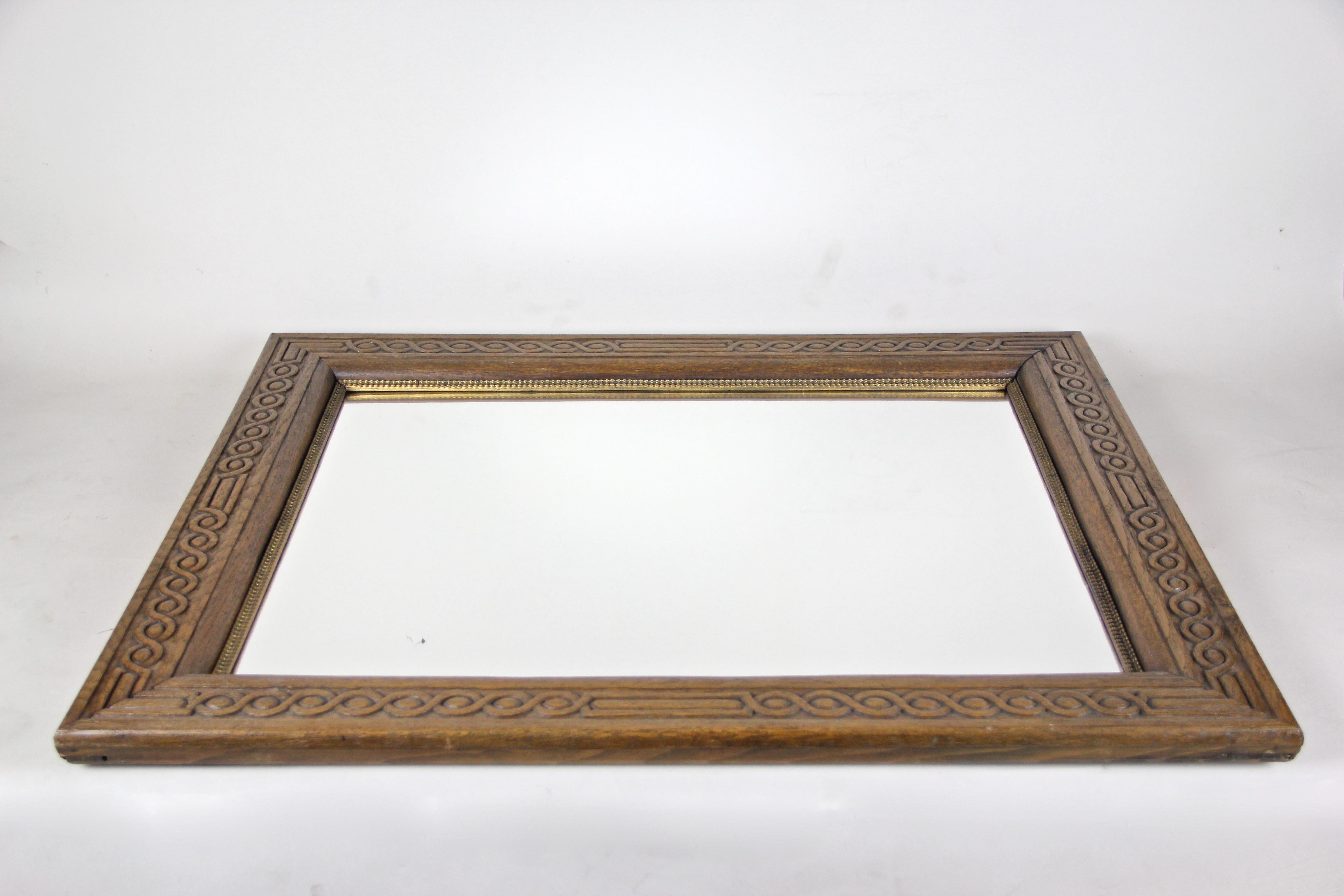 Oakwood Wall Mirror Hand Carved, Austria, circa 1890 For Sale 1