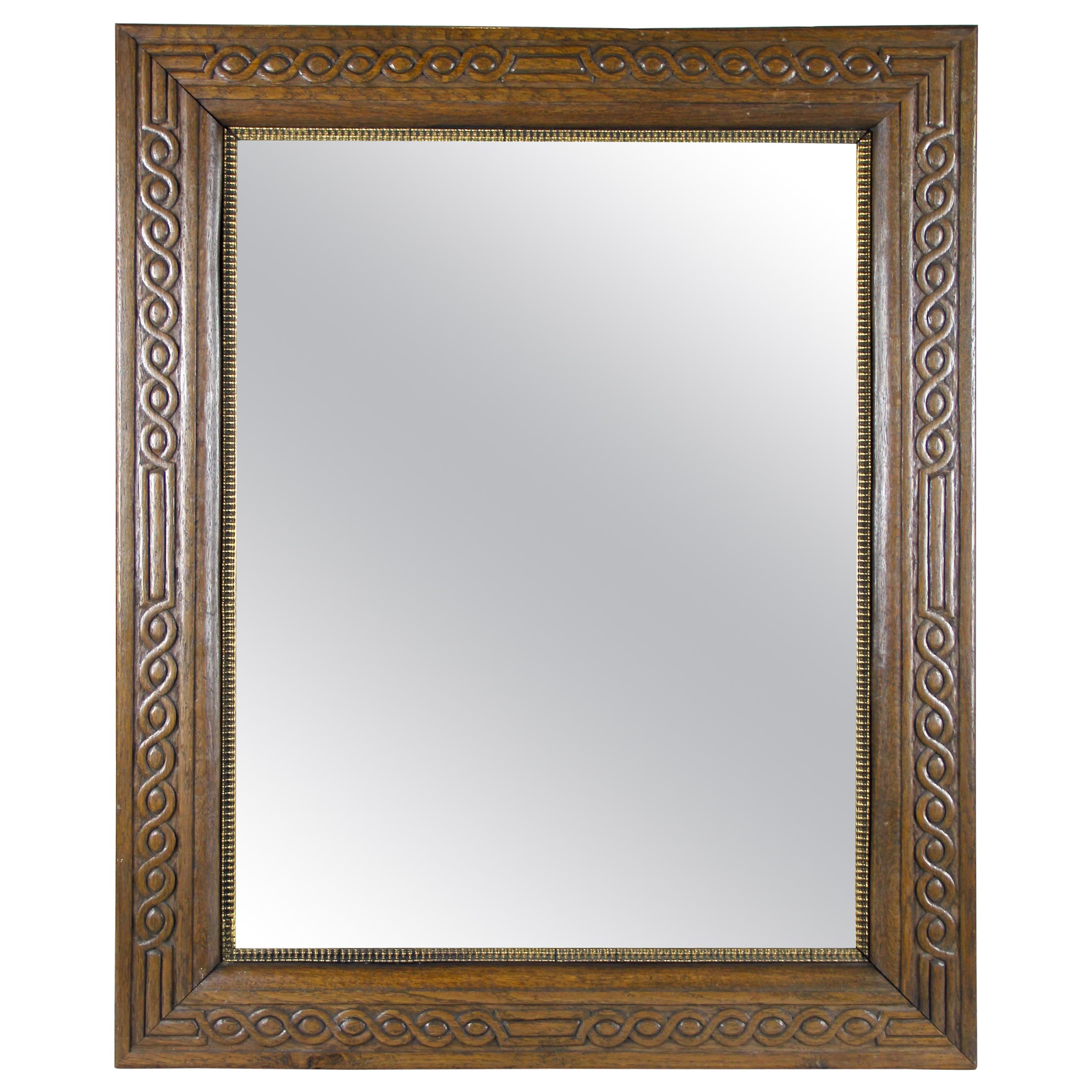 Oakwood Wall Mirror Hand Carved, Austria, circa 1890 For Sale