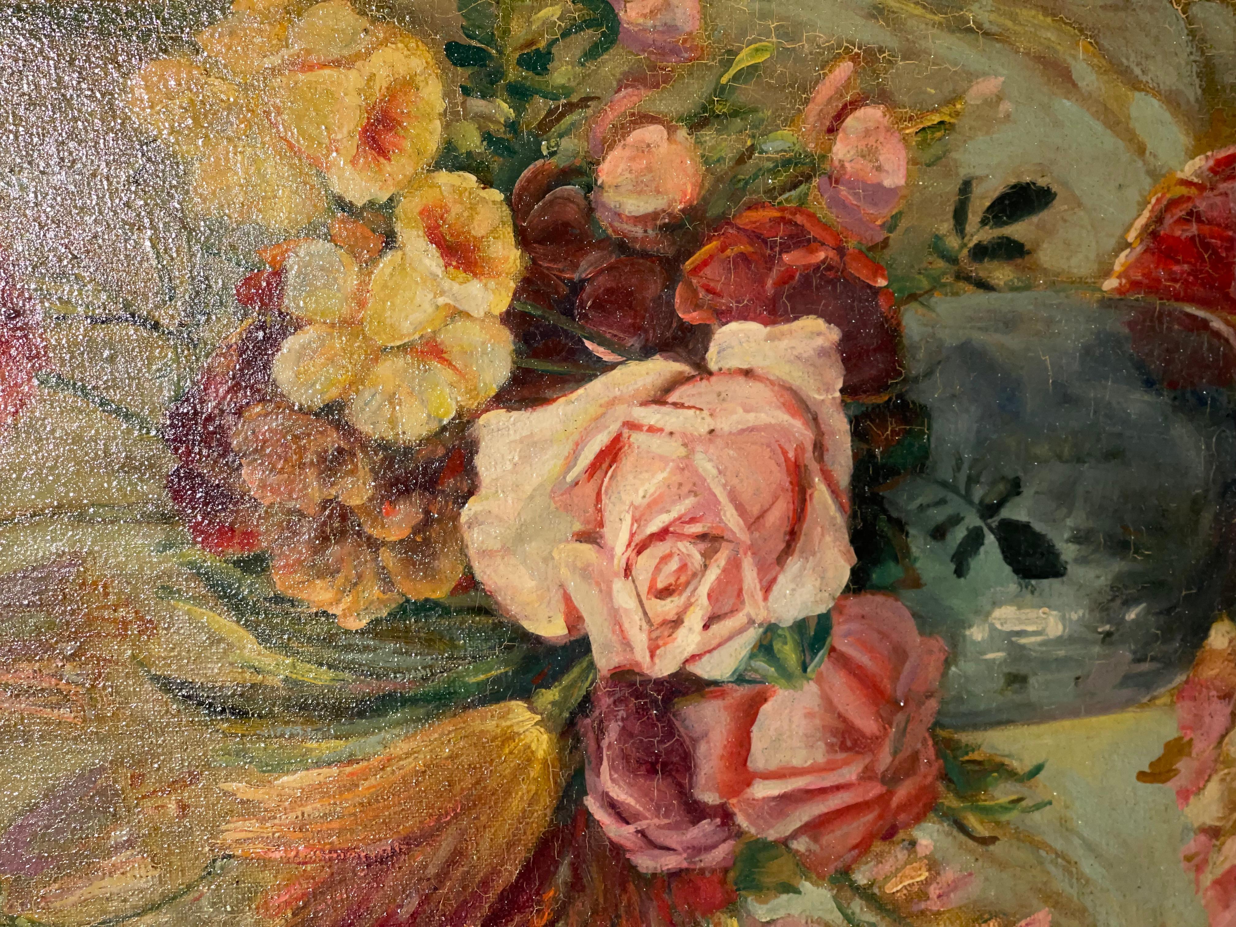 O.Arnold Stillleben mit Blumen Oli n Board im Angebot 3