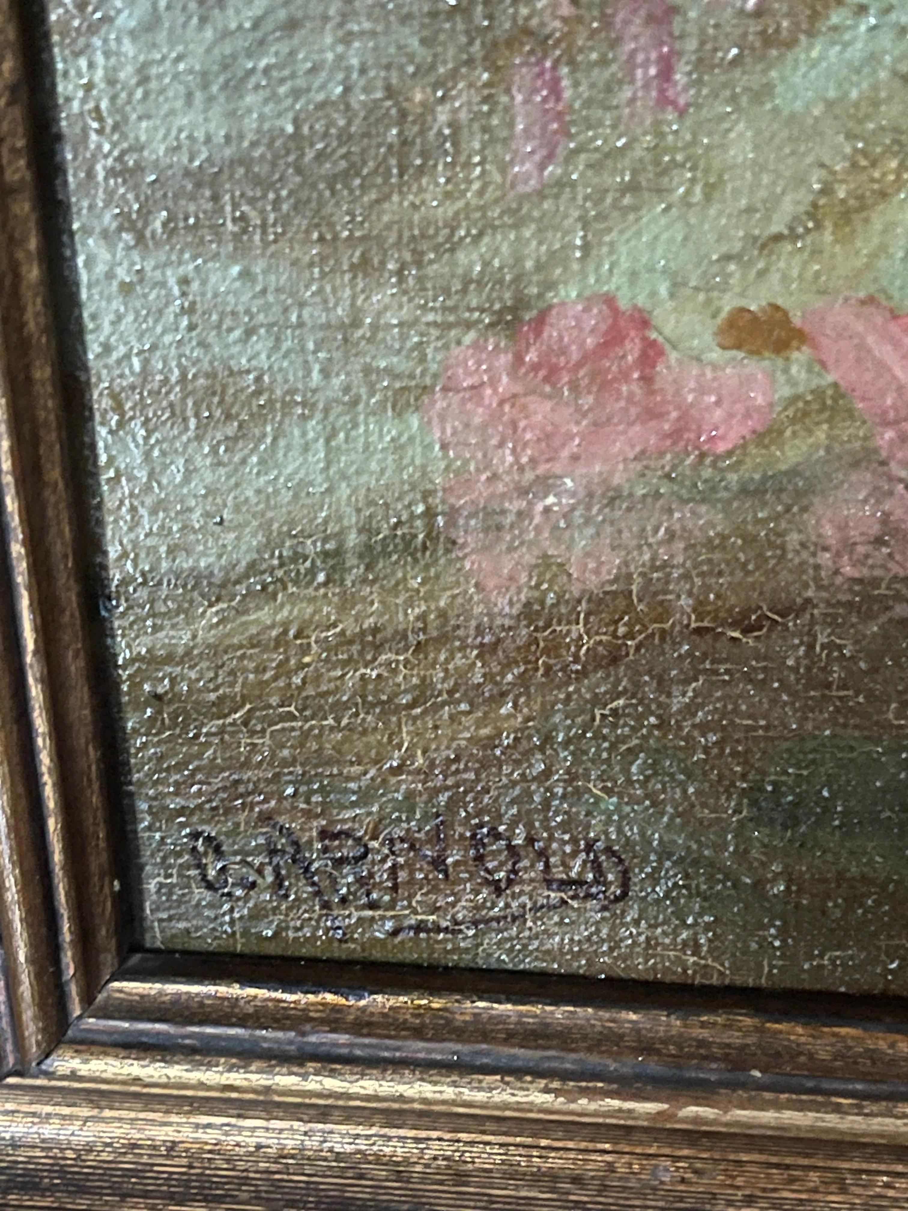 O.Arnold Stillleben mit Blumen Oli n Board im Angebot 5