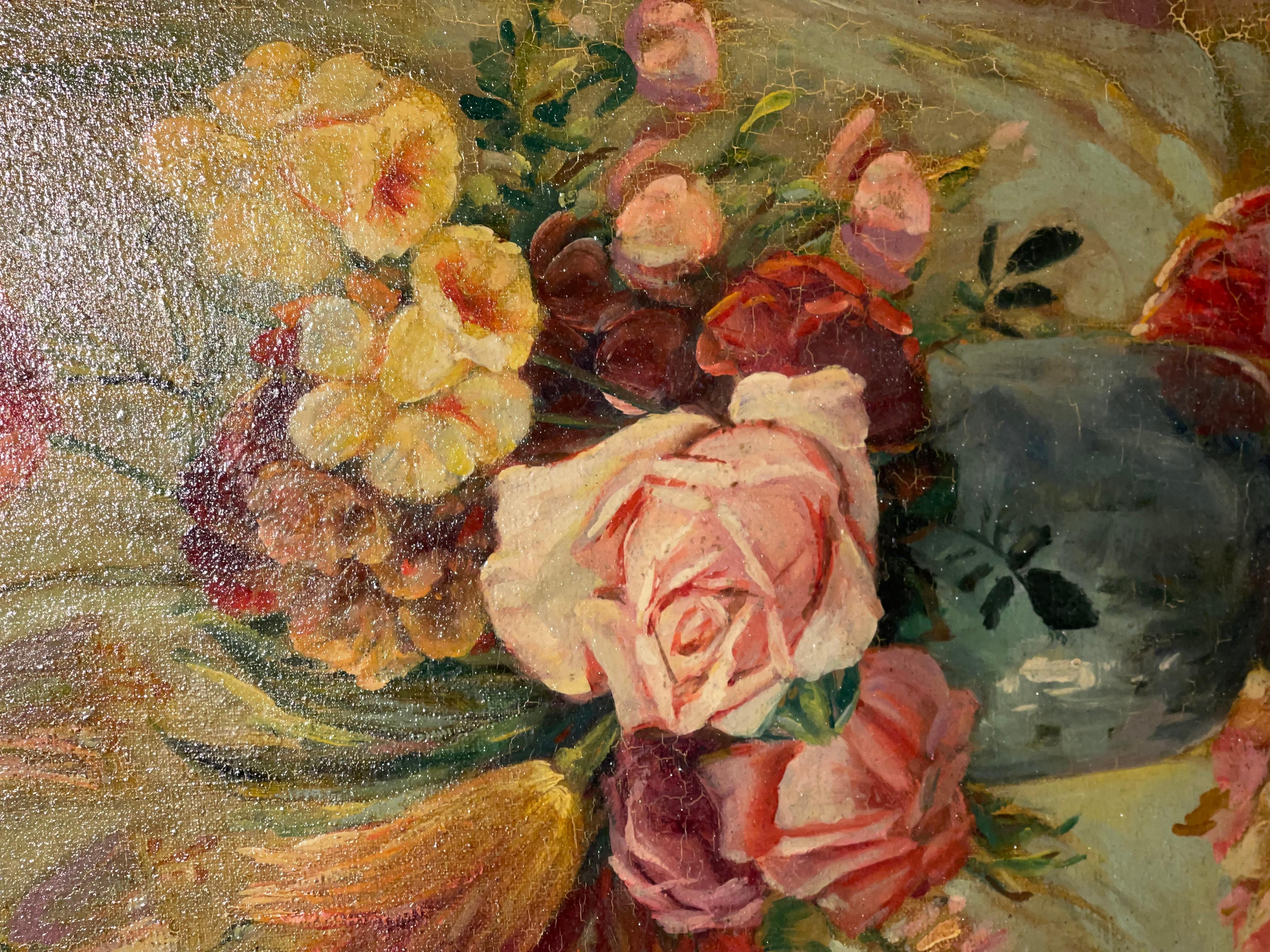 O.Arnold Stillleben mit Blumen Oli n Board im Angebot 2