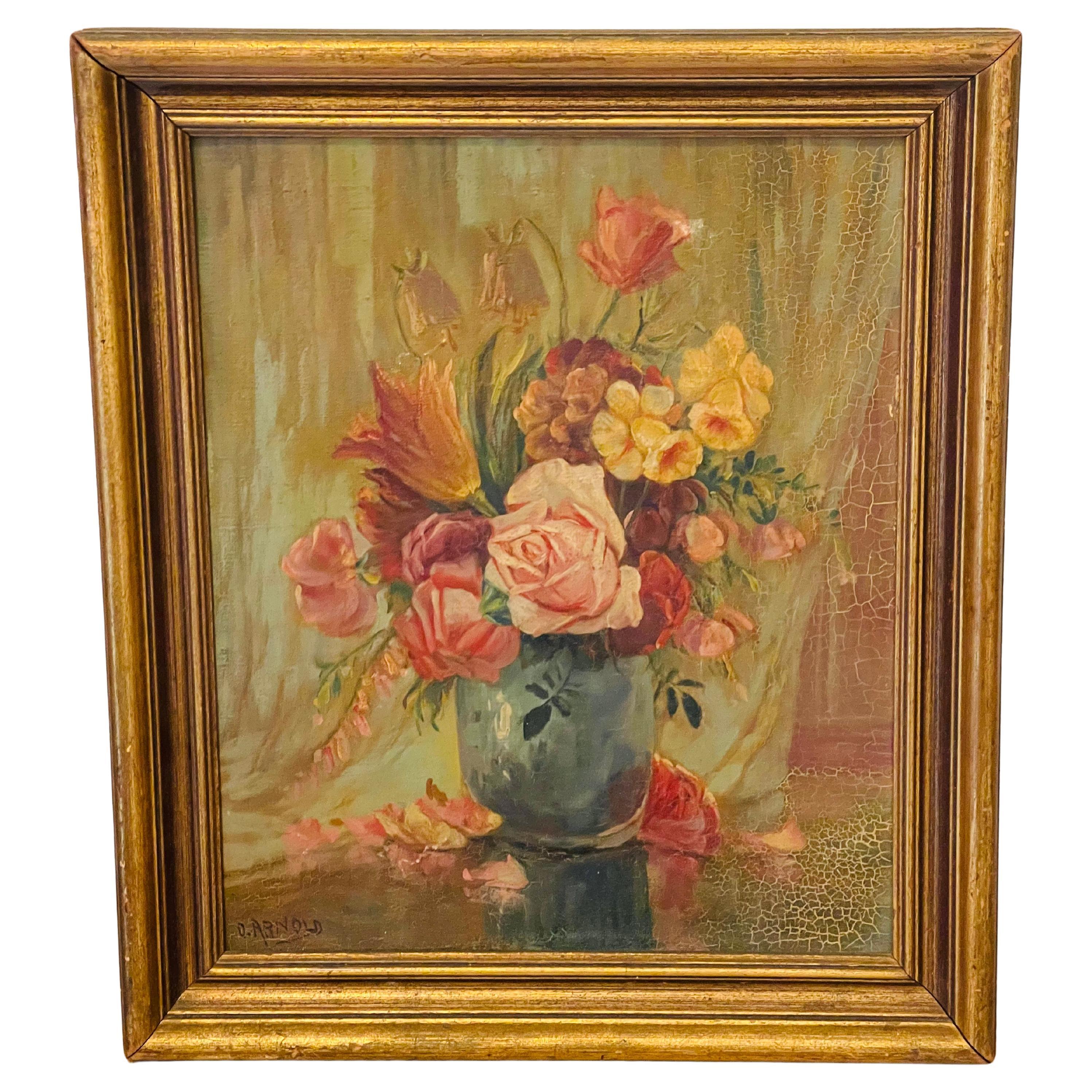 O.Arnold Stillleben mit Blumen Oli n Board