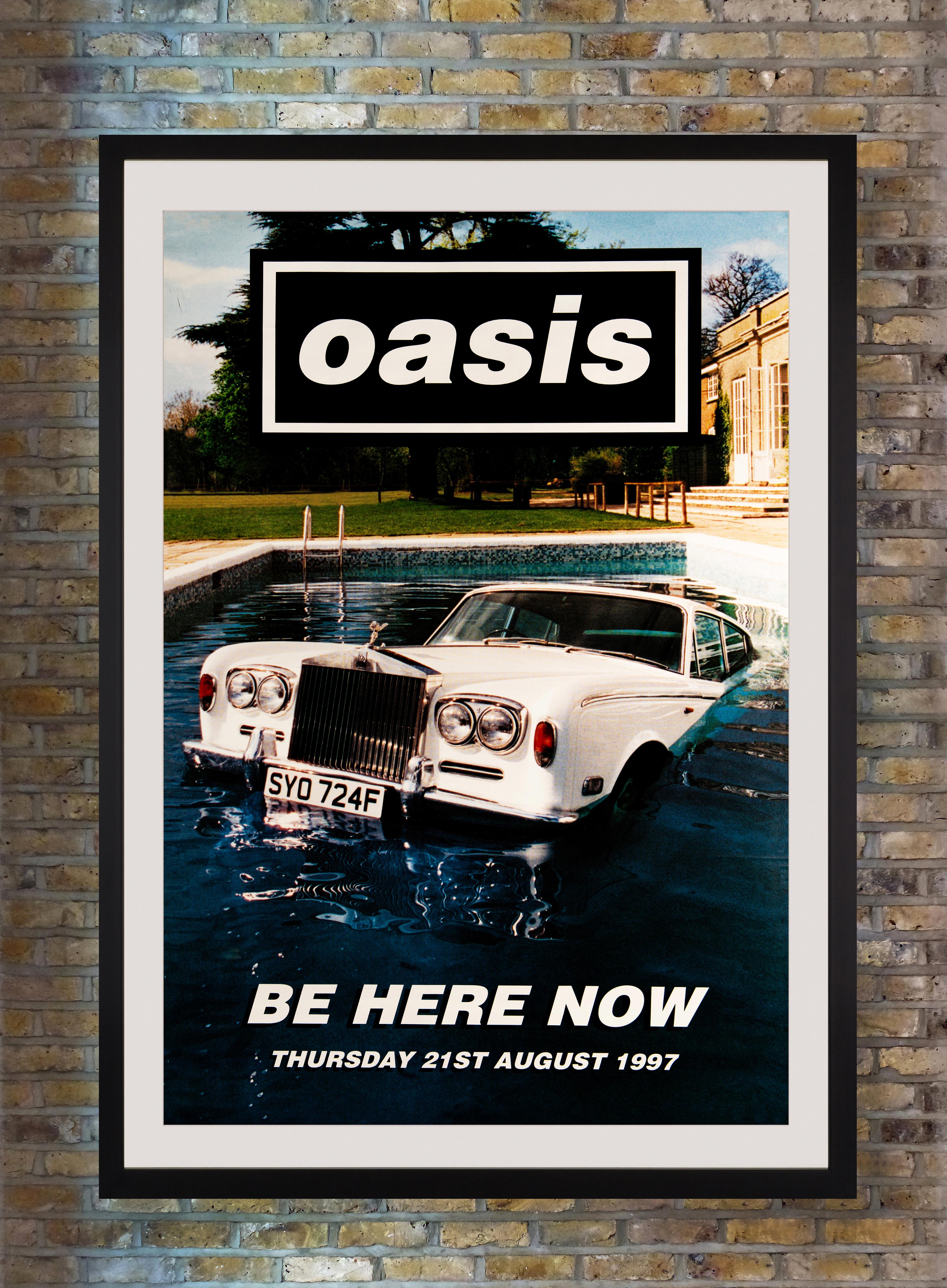 An oversized UK promotional poster featuring photography by Michael Spencer Jones for the 1997 release of Britpop band Oasis' third studio album 'Be Here Now,' following the worldwide success of 'Definitely Maybe' (1994) and '(What's the Story)