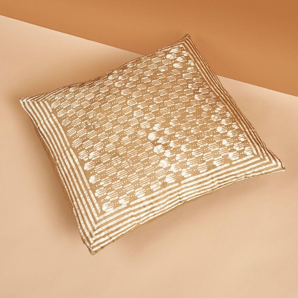Custom design by Studio Variously, Shunya Gold pillow is handmade by master artisans in India. A sustainable design brand based out of Michigan, Studio Variously exclusively collaborates with artisan communities to restore and revive ancient