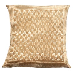 Oasis Gold Wax Block Print Modern Artisanal Mulberry Silk Pillow