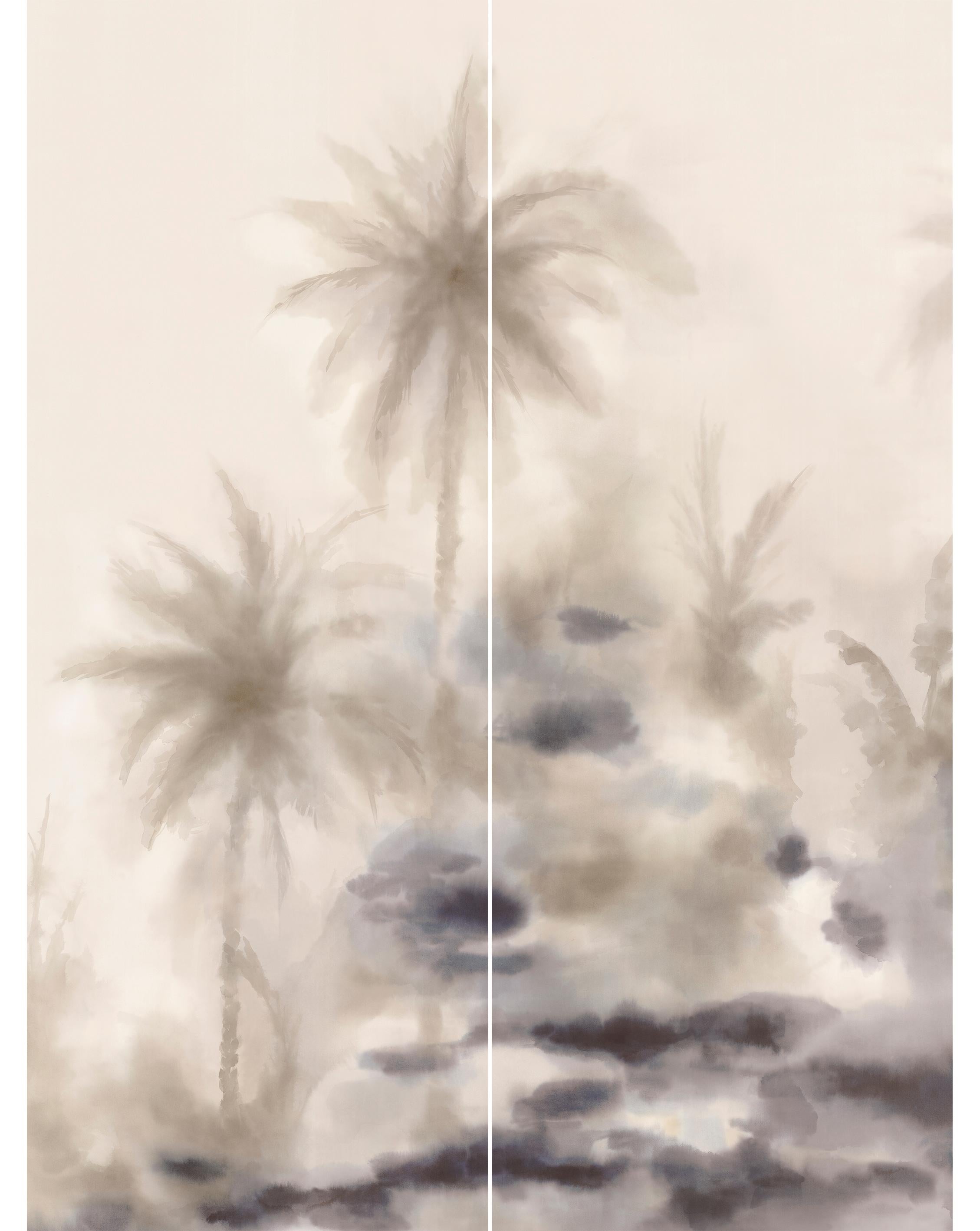 Contemporary Oasis, Hand Painted Wallpaper For Sale