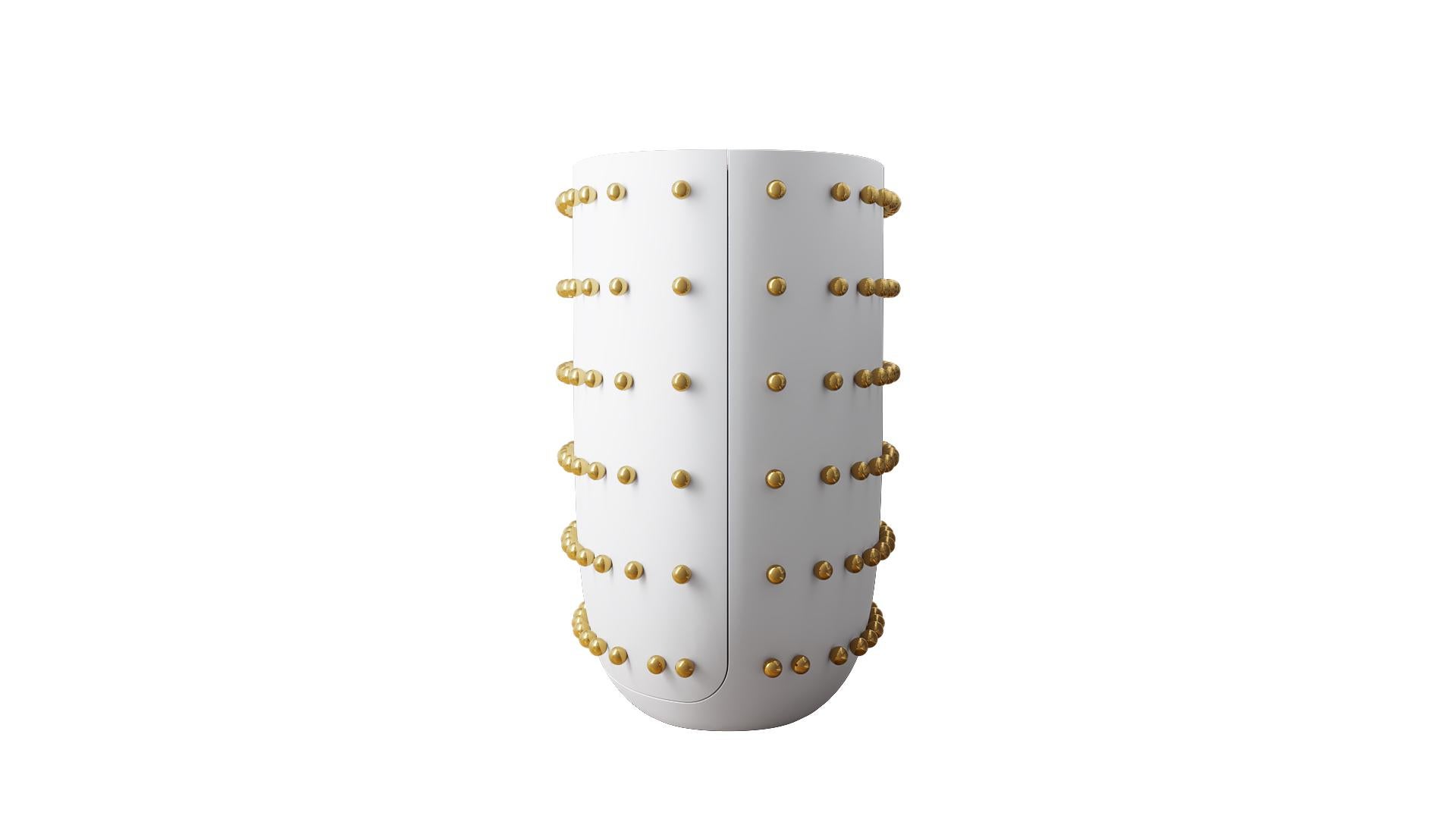 Modern Oasis White Sideboard Cabinet with Brass Balls by Richard Hutten For Sale