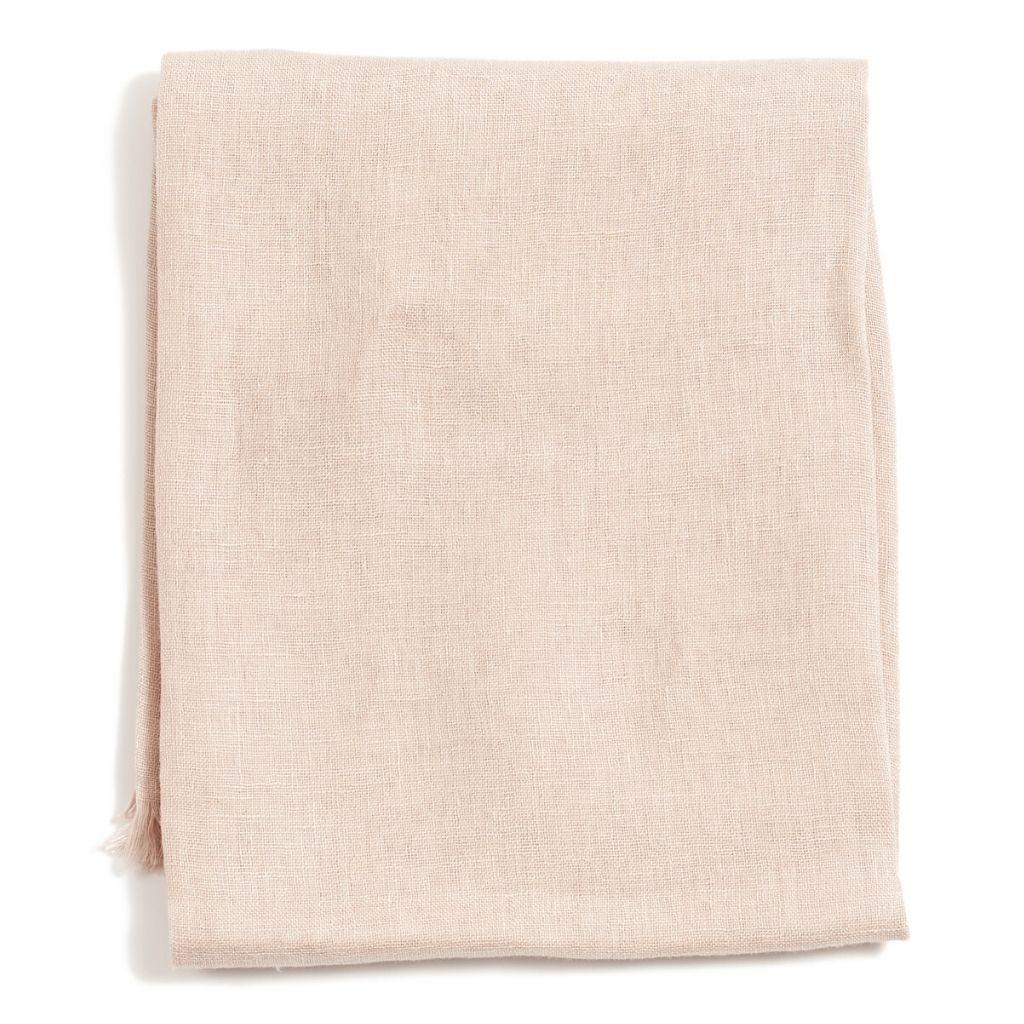 Oat Cream Soft Classic Large Artisanal Linen Handwoven Scarf For Sale 4