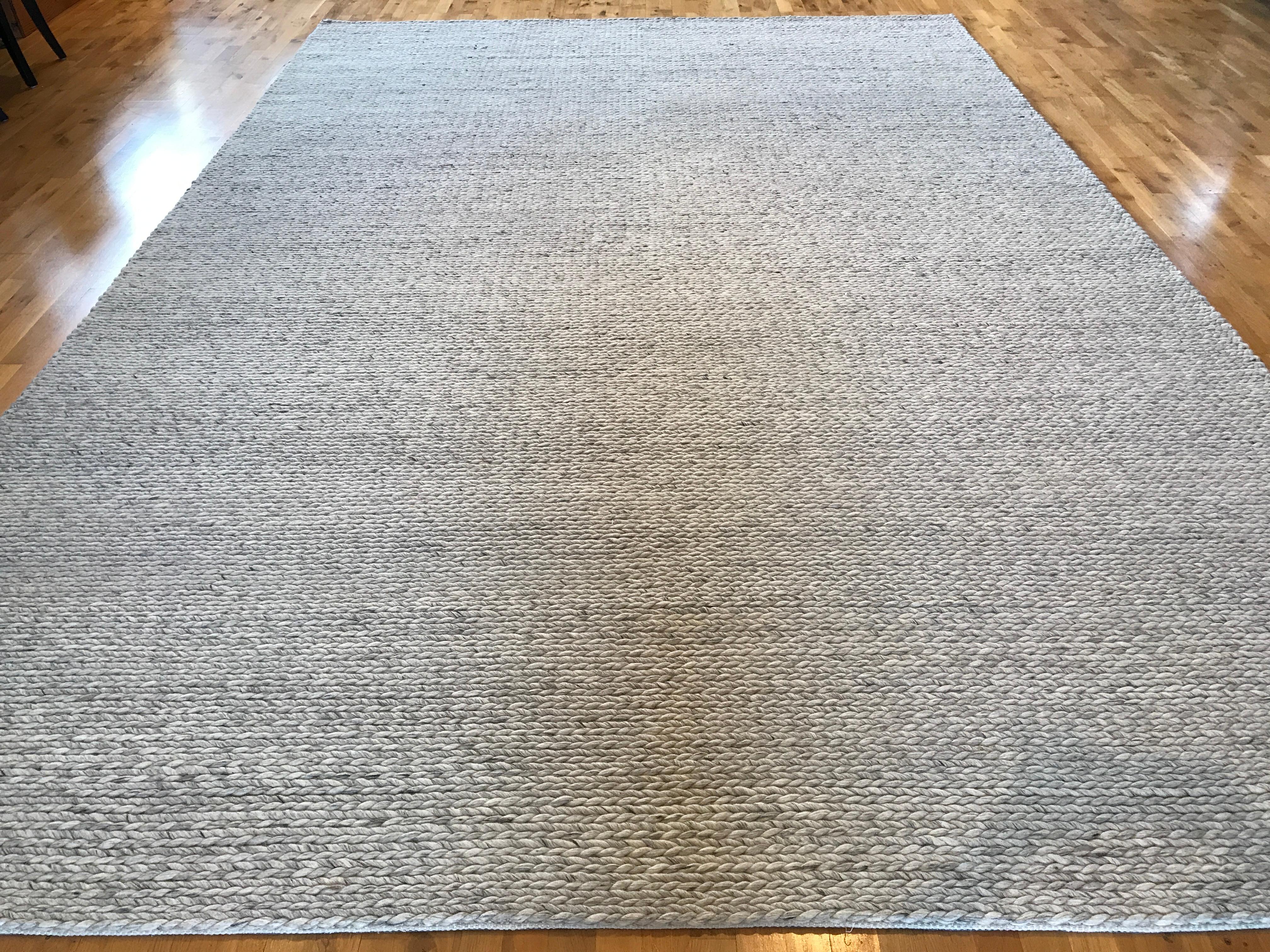 Indian Oatmeal Braided Wool Area Rug For Sale