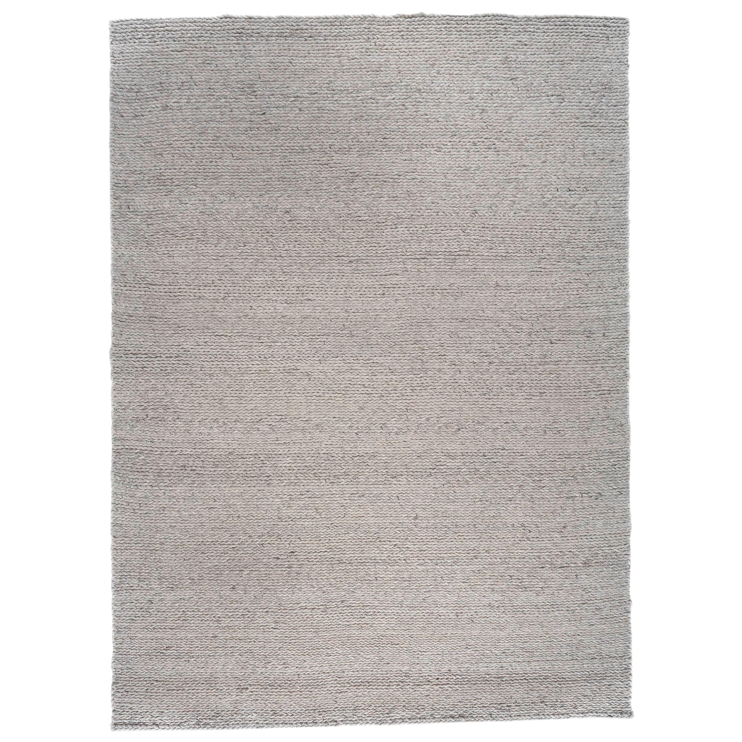 Oatmeal Braided Wool Area Rug For Sale
