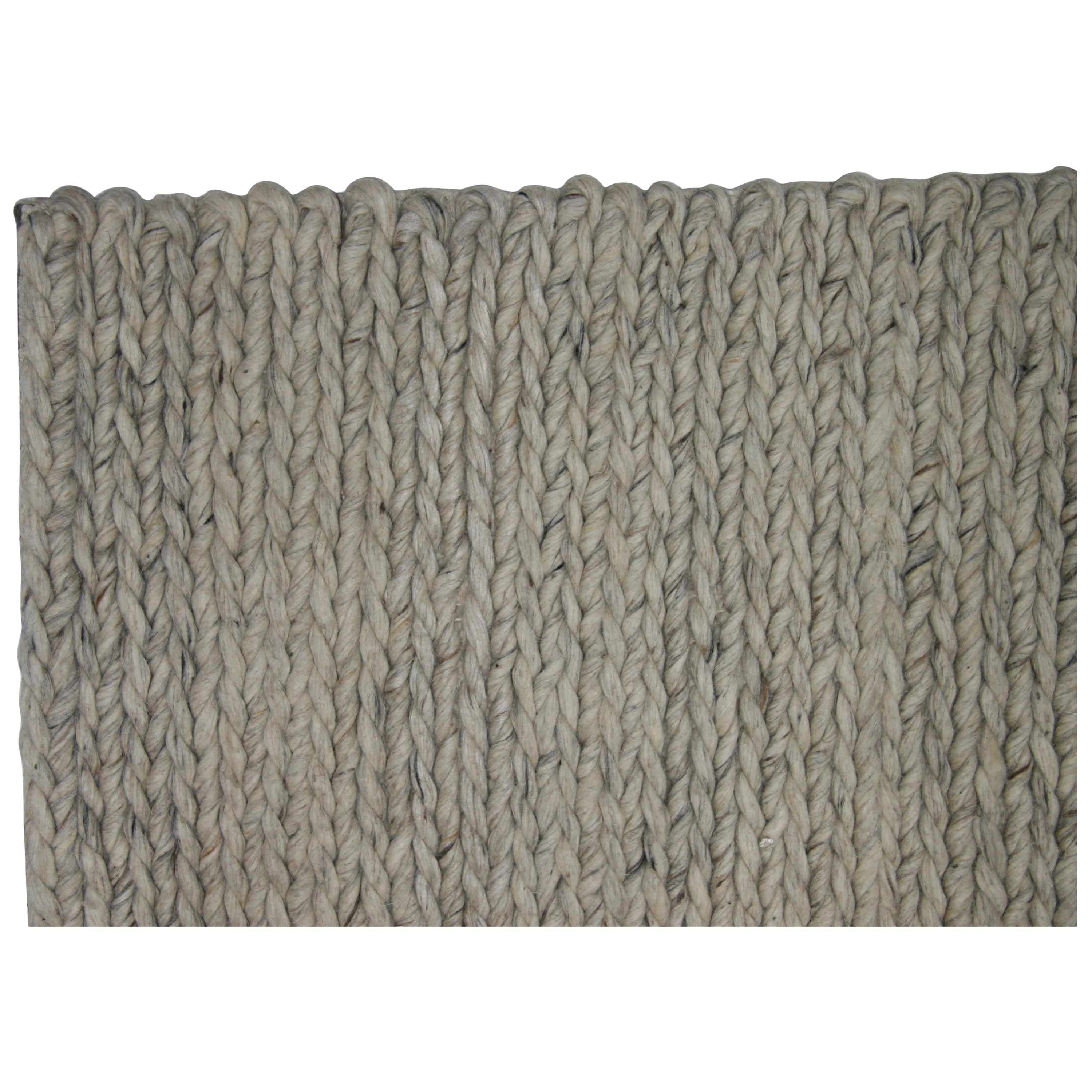 Oatmeal Braided Wool Area Rug For Sale
