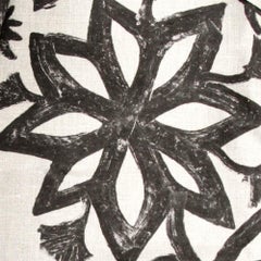 Oatmeal Linen, Khovar Collection, Flower (Fabric by the yard)
