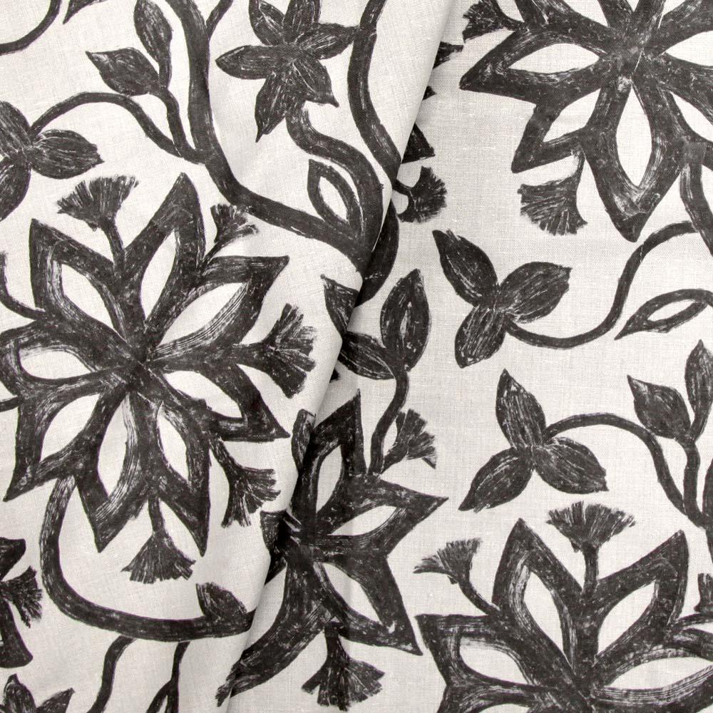 Anglo-indien Lin avoine, Collection S, Fleur (Tissu au mètre) en vente