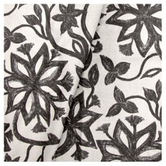 Oatmeal Linen, Khovar Collection, Flower (Fabric by the yard)