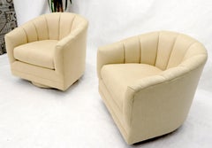 Oatmeal Type Fabric Scallop Barrel Back Lounge