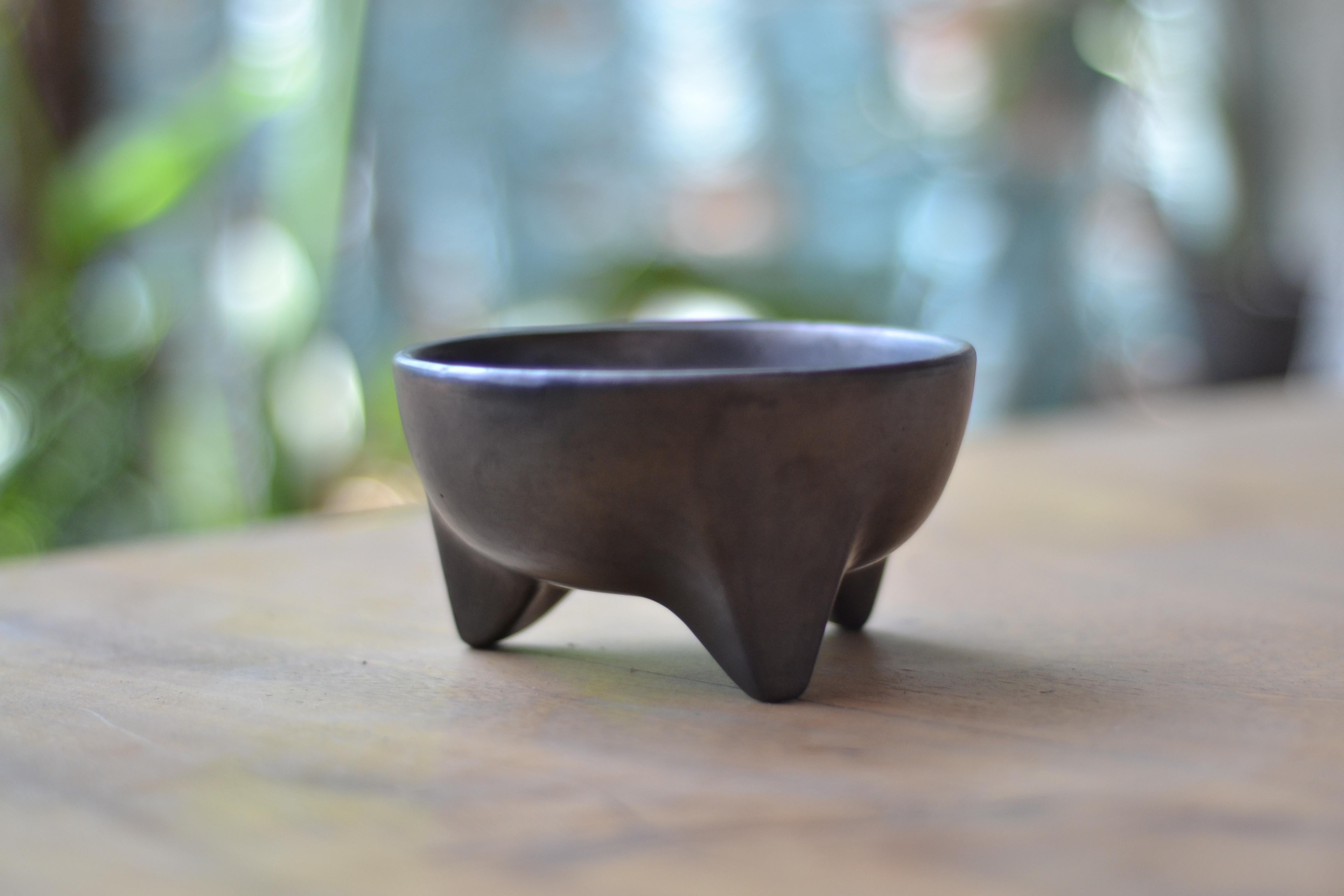 Oaxaca Black Clay Tzinacan Decorative Burnished Polished Fired Oxygen Reduction In New Condition For Sale In London, GB