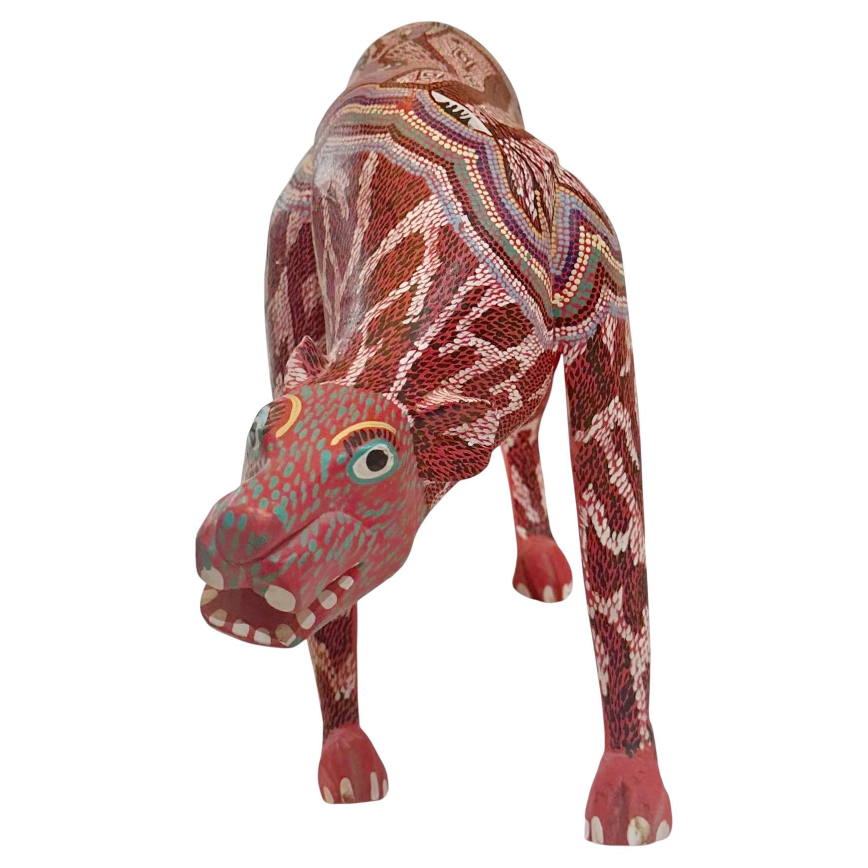 Oaxaca Wood Alebrije Mexican Folk Art Sculpture Signée By Pepe Santiago en vente