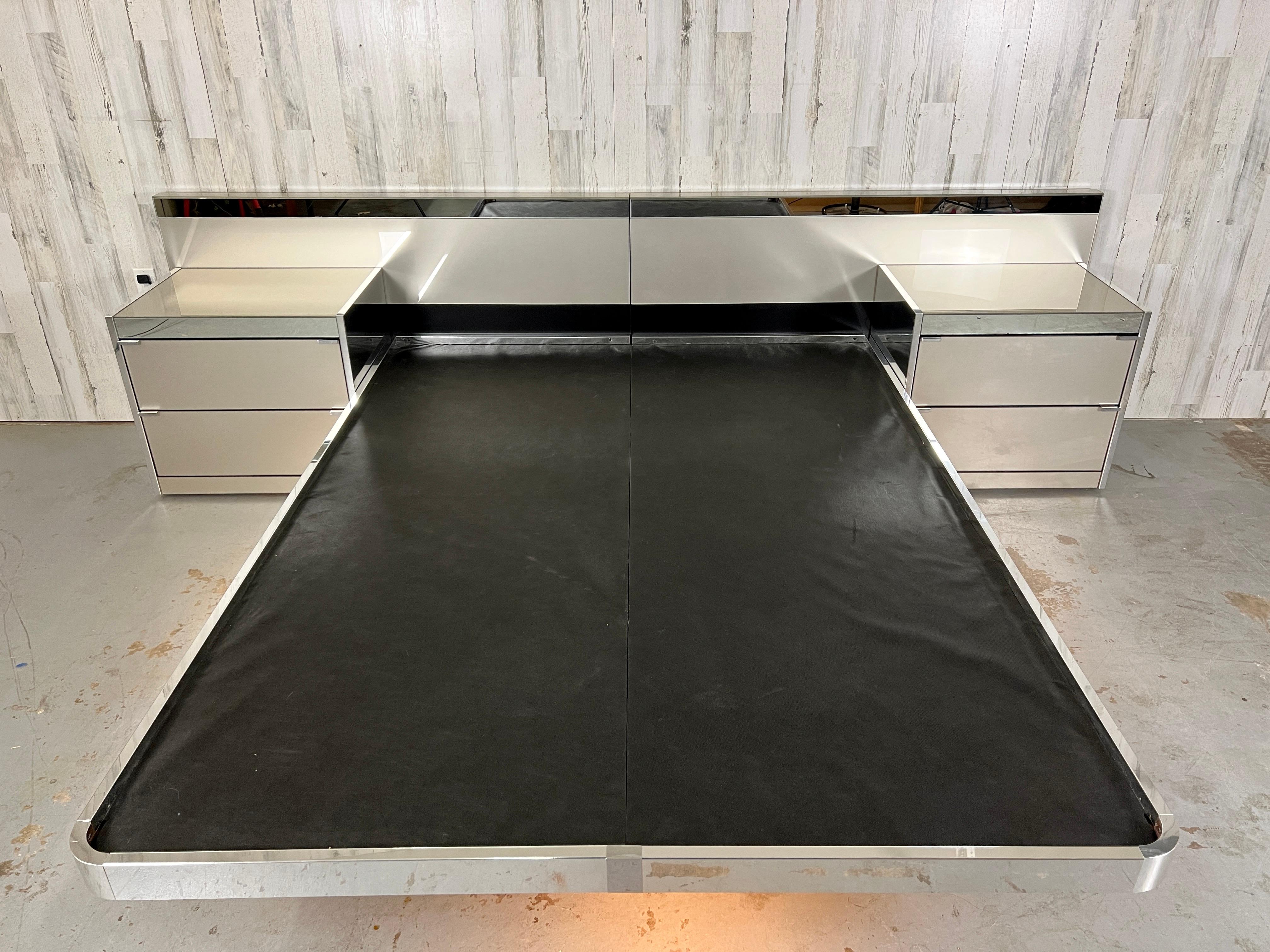 O.B. Solie for Ello Chrome & Mirror Platform Bed-Queen Size 1