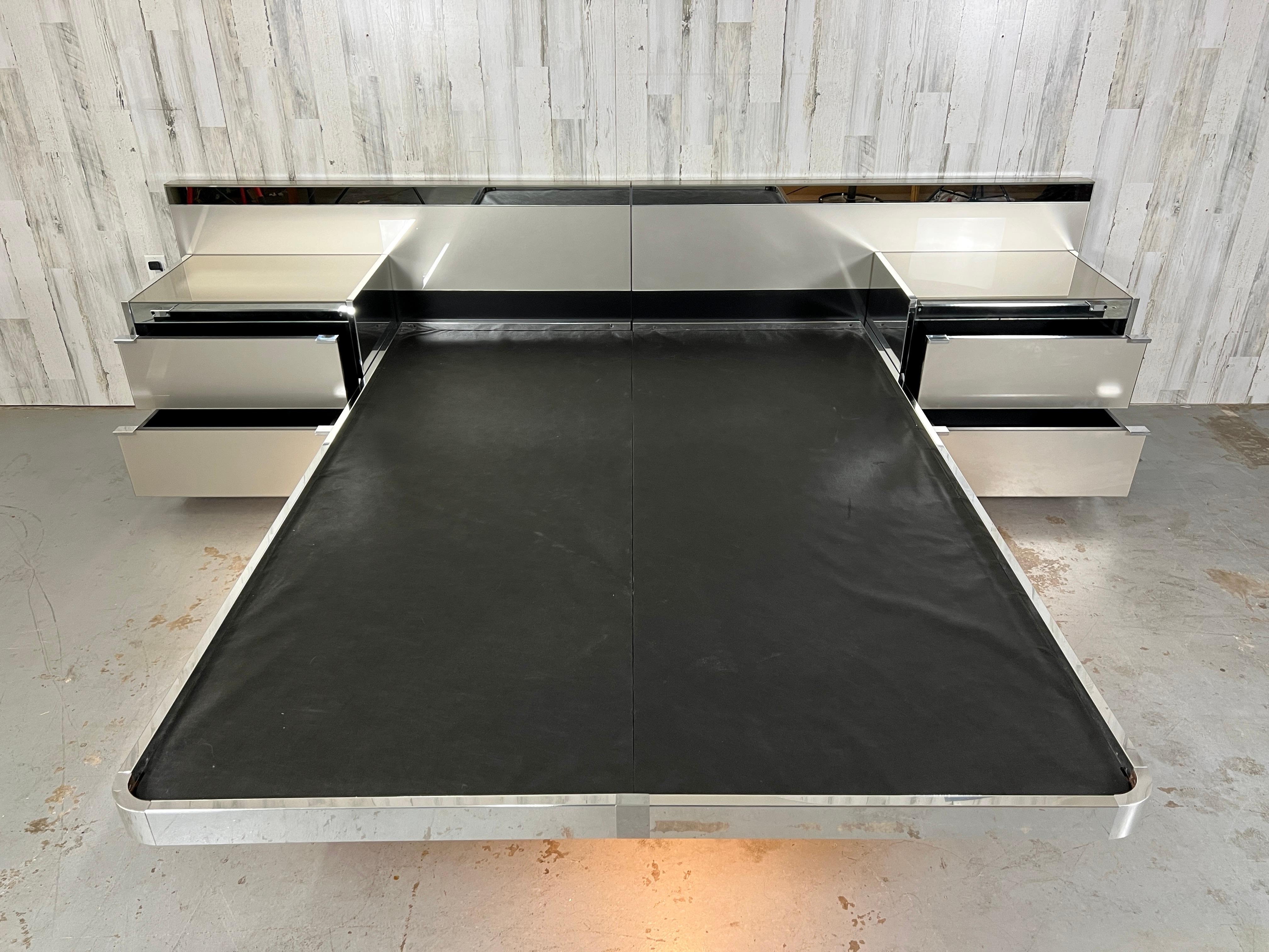 O.B. Solie for Ello Chrome & Mirror Platform Bed-Queen Size 3
