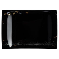 Oba Shogyo Hyomon Gold and Silver Bird Kanshitsu Tray