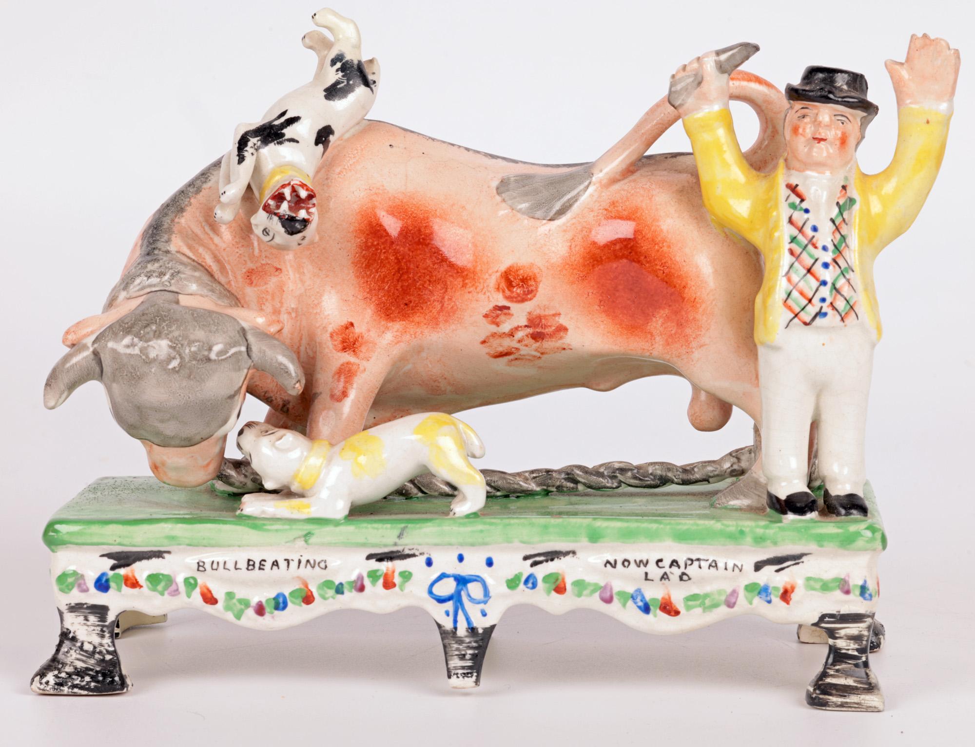 Obadiah Sherratt Grupo de cerámica de Staffordshire para cebo de toro en venta 2