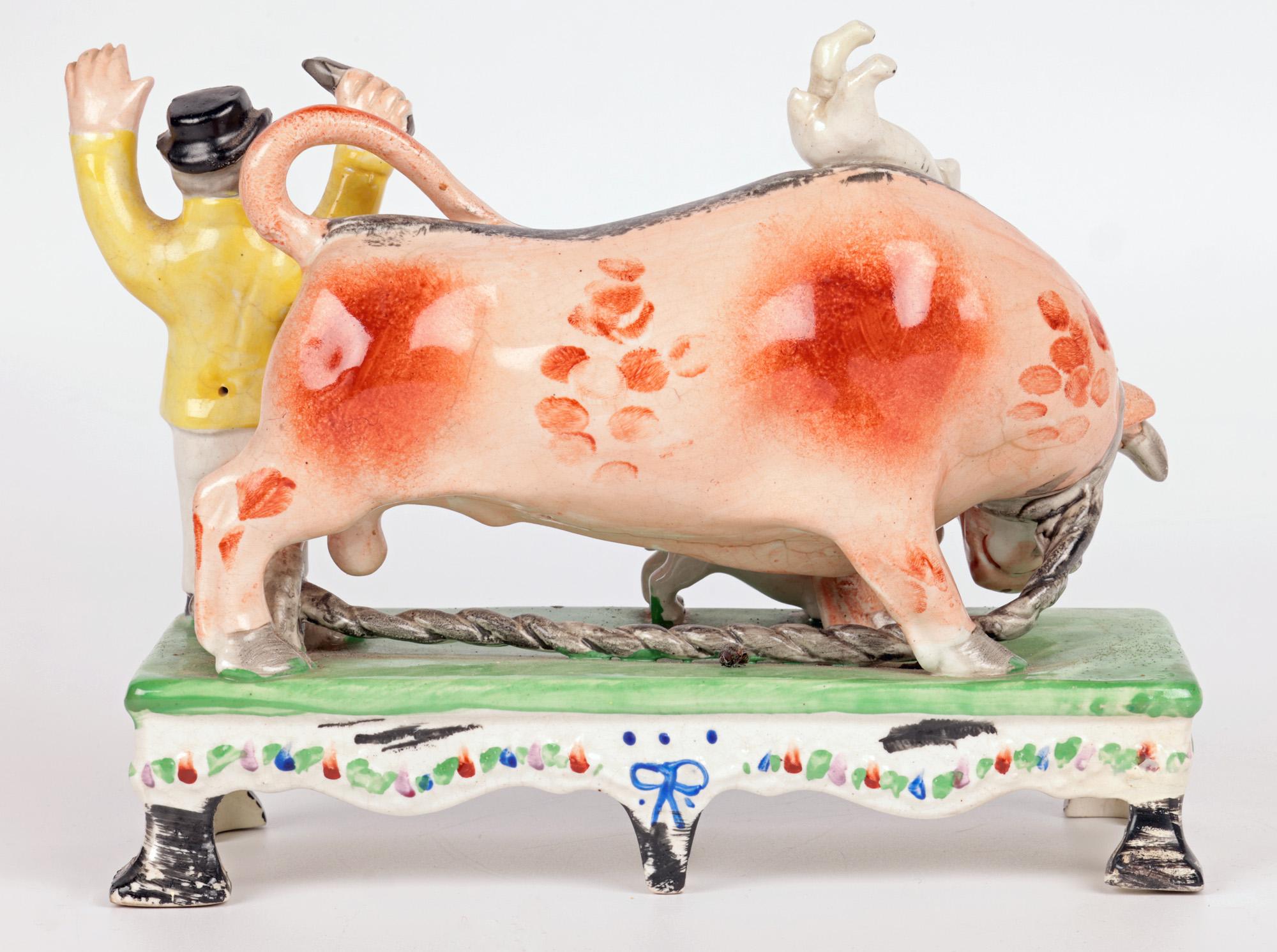 Obadiah Sherratt Grupo de cerámica de Staffordshire para cebo de toro en venta 8