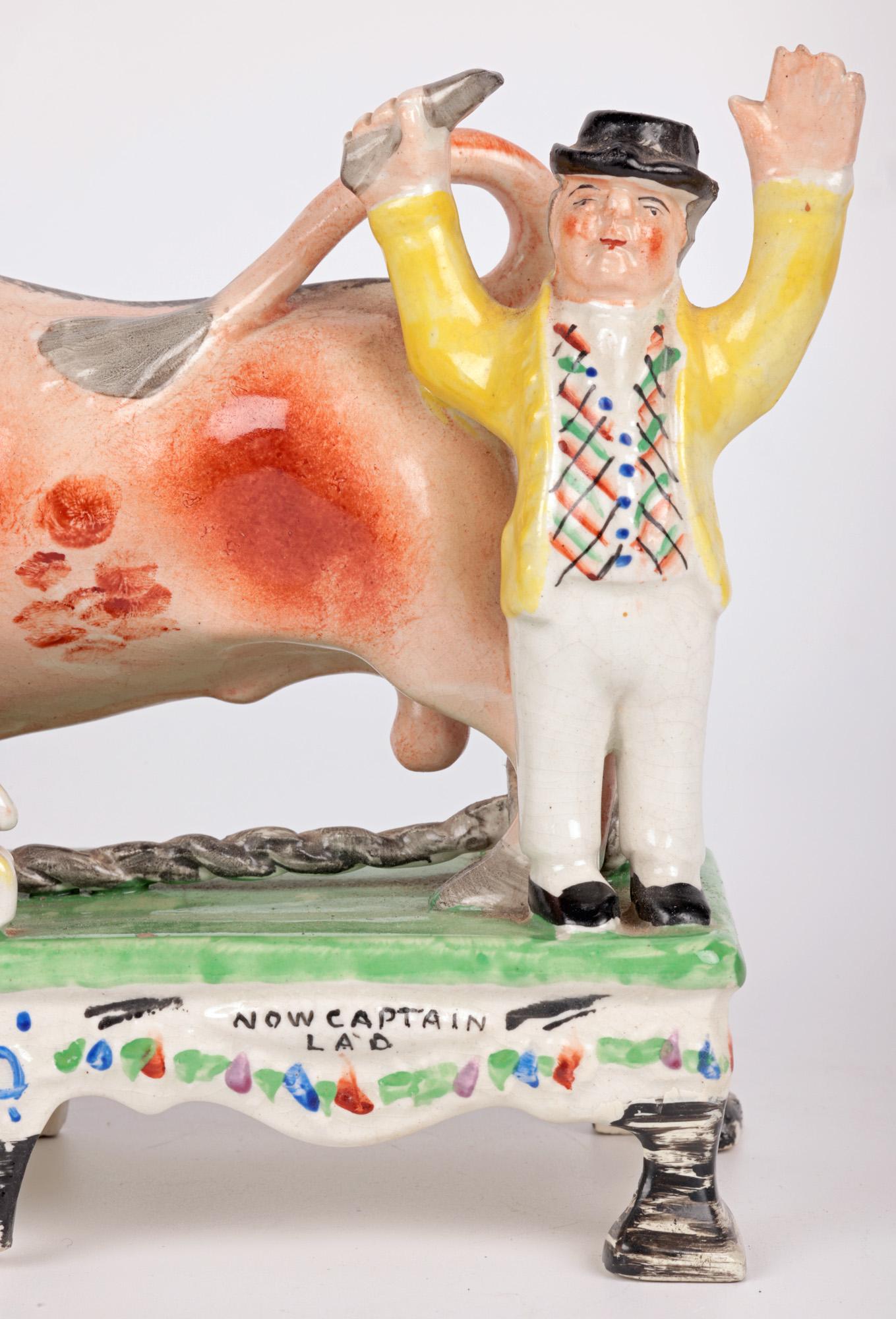 Obadiah Sherratt Grupo de cerámica de Staffordshire para cebo de toro Georgiano en venta