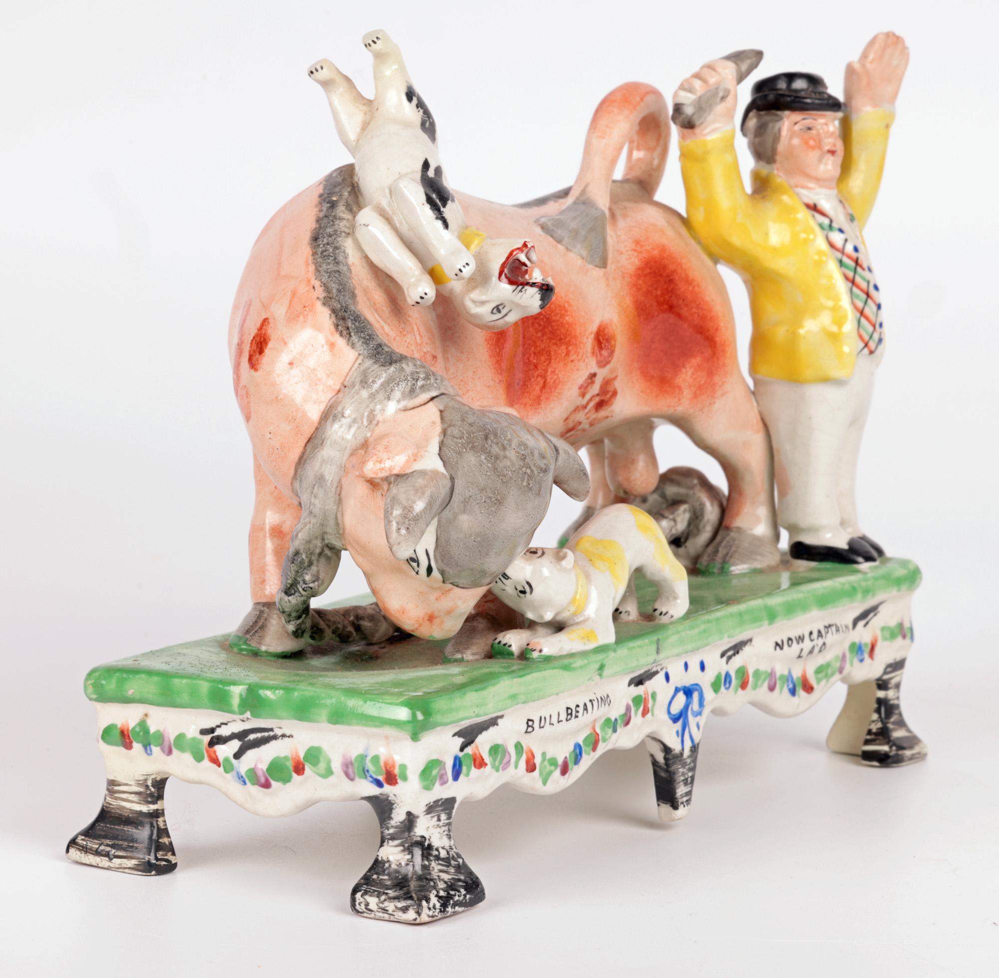 Obadiah Sherratt Grupo de cerámica de Staffordshire para cebo de toro Alfarería en venta