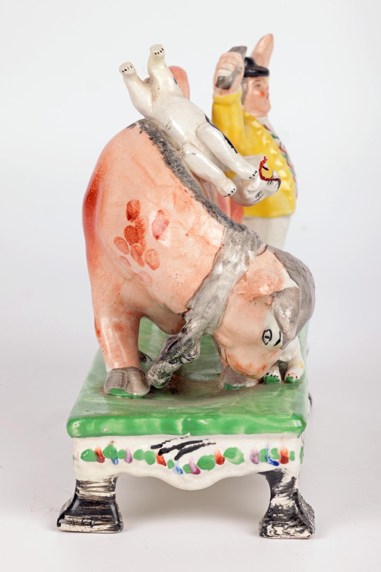 Obadiah Sherratt Grupo de cerámica de Staffordshire para cebo de toro en venta 1