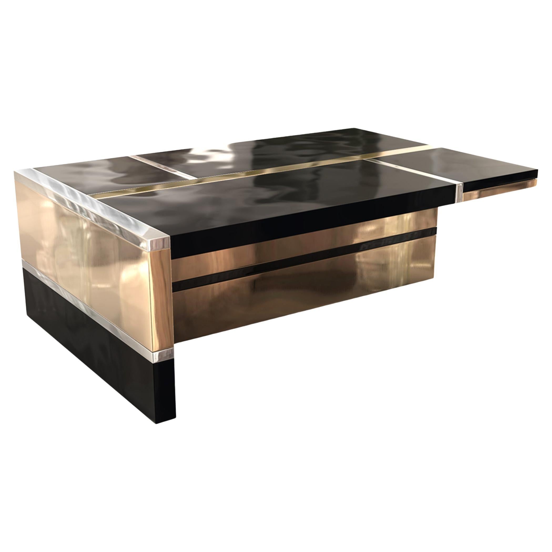 "Obbiettivo" Coffee Table with Stainless Steel and Bronze, Istanbul For Sale