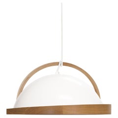 Obelia Pendant Light in White with Solid Oak Rim by Troy Backhouse