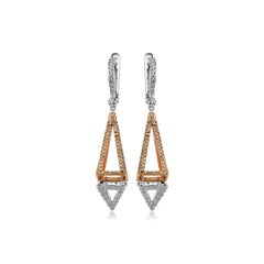 Pendientes Colgantes Obelisco de Oro de 18k con Diamantes Blancos Diamantes Champán