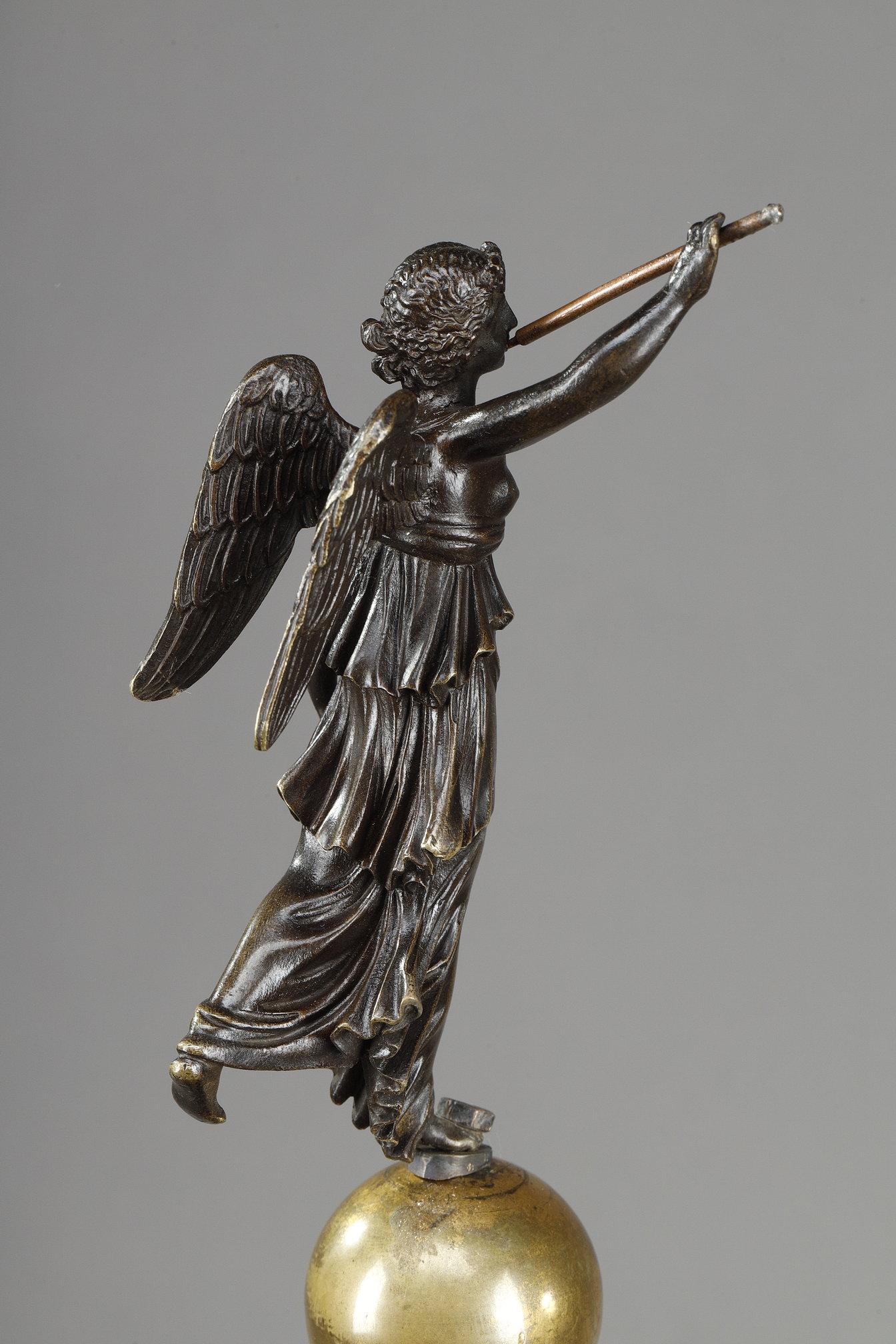 Obelisk clock in patinated and gilt bronze, Charles X For Sale 7