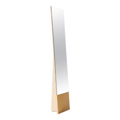 Obelisk Floor Mirror, Modern Hand-carved Limestone and Baltic Birch Mirror