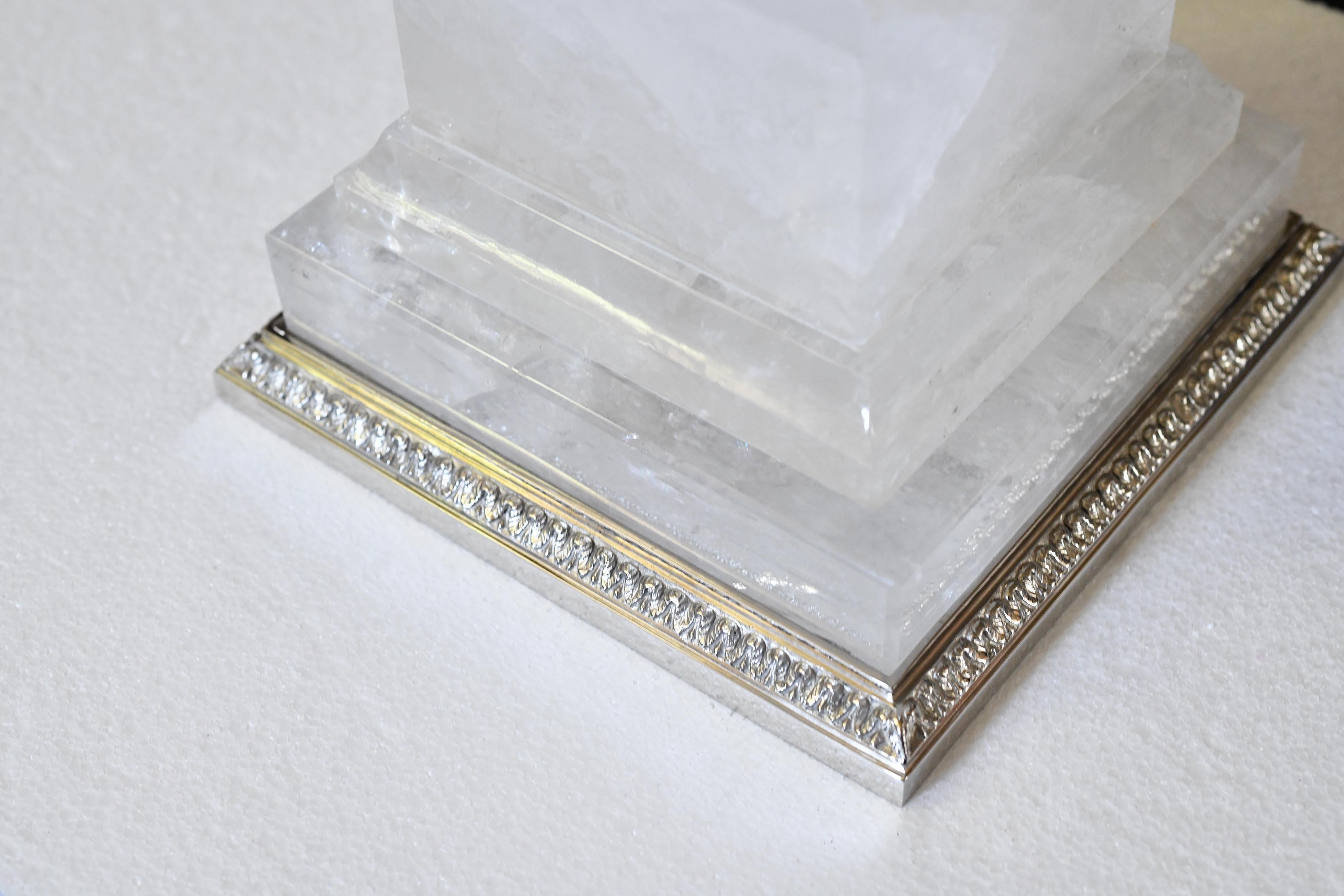 Obelisk Rock Crystal Lamps by Phoenix In Excellent Condition For Sale In New York, NY