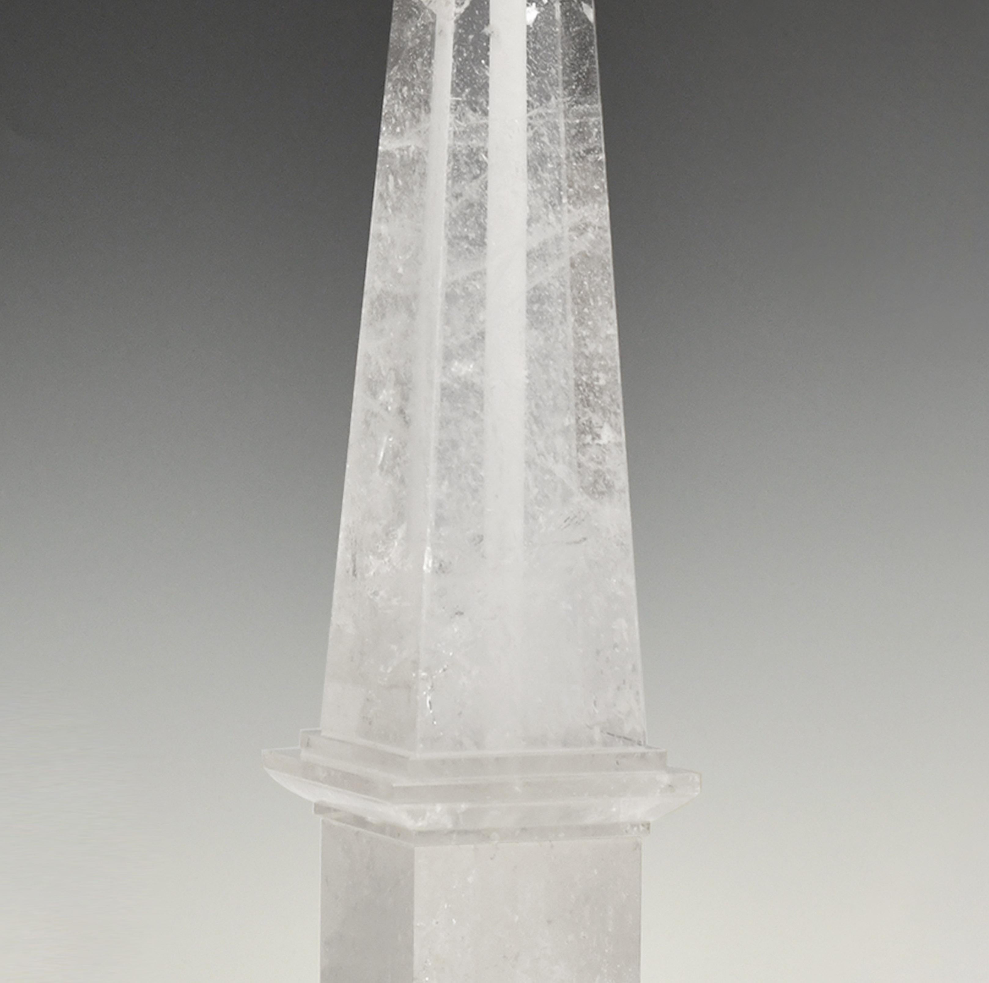 Contemporary Group of four Obelisk Rock Crystal Lamps by Phoenix
