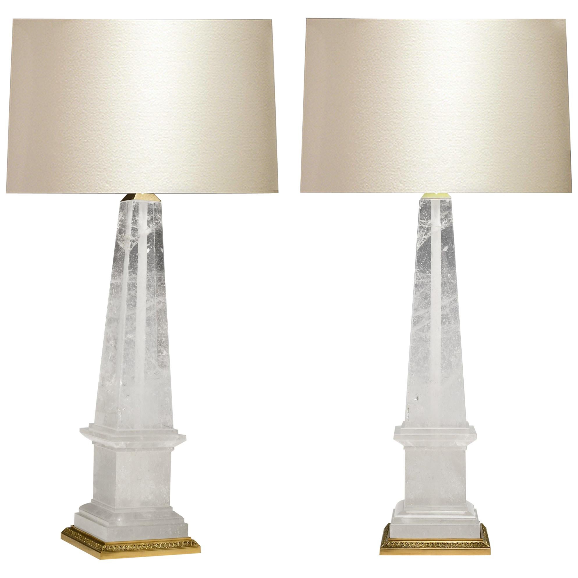  Obelisk Rock Crystal Lamps by Phoenix For Sale