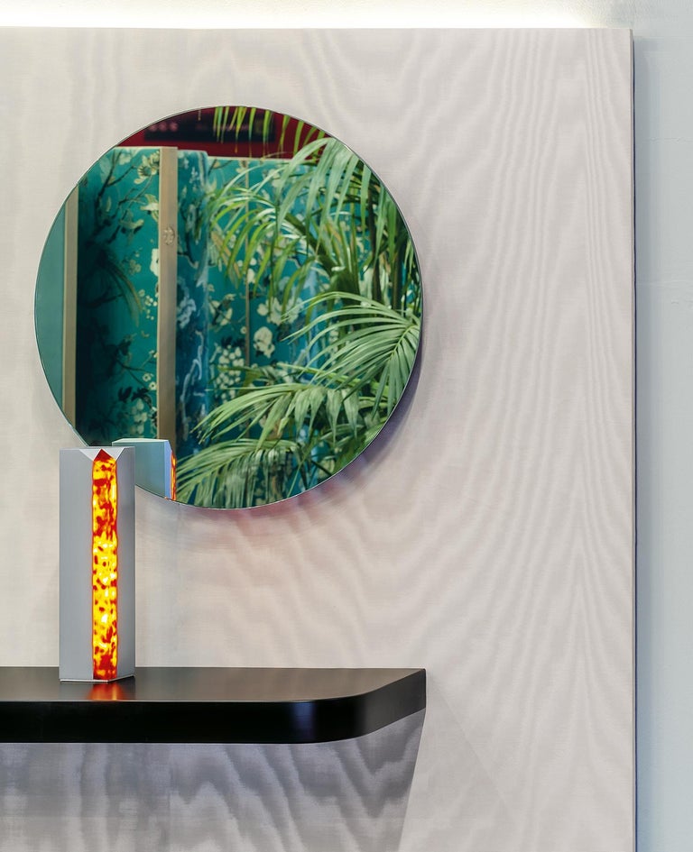 Modern Table Lamp #39 Obelisk #39 in Stainless Steel and Tortoise Shell