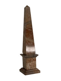 Obelisk Sculpture Marbled Brown and White, Antique France 1900s