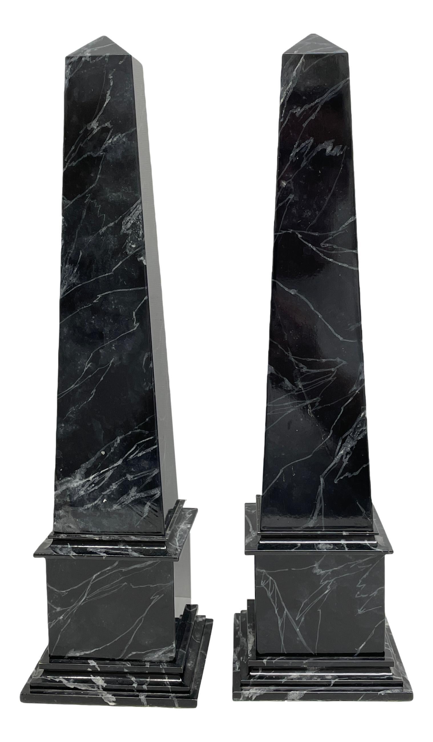 Austrian Obelisk Sculpture Marbled Wood, Black and White, Antique Austria 1900s For Sale