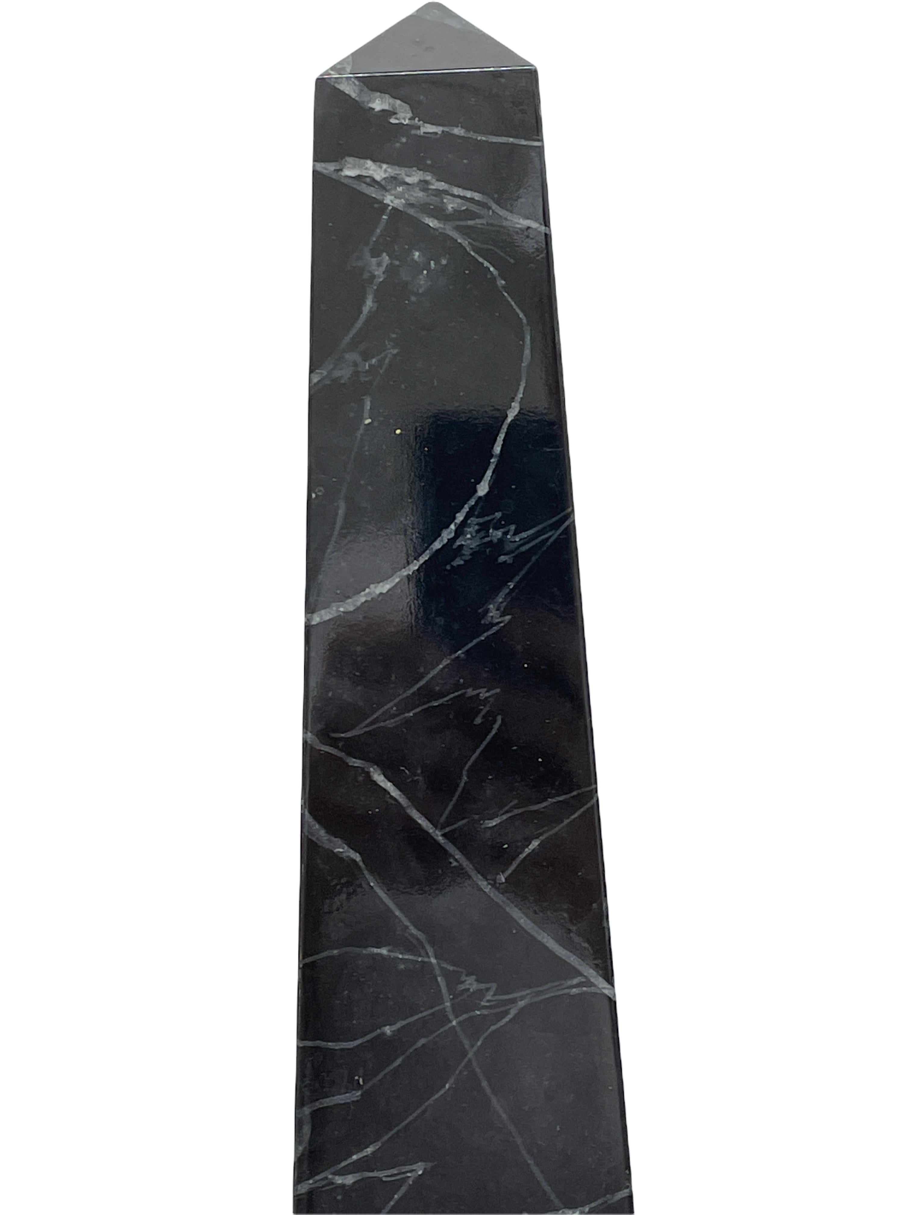 20th Century Obelisk Sculpture Marbled Wood, Black and White, Antique Austria 1900s For Sale