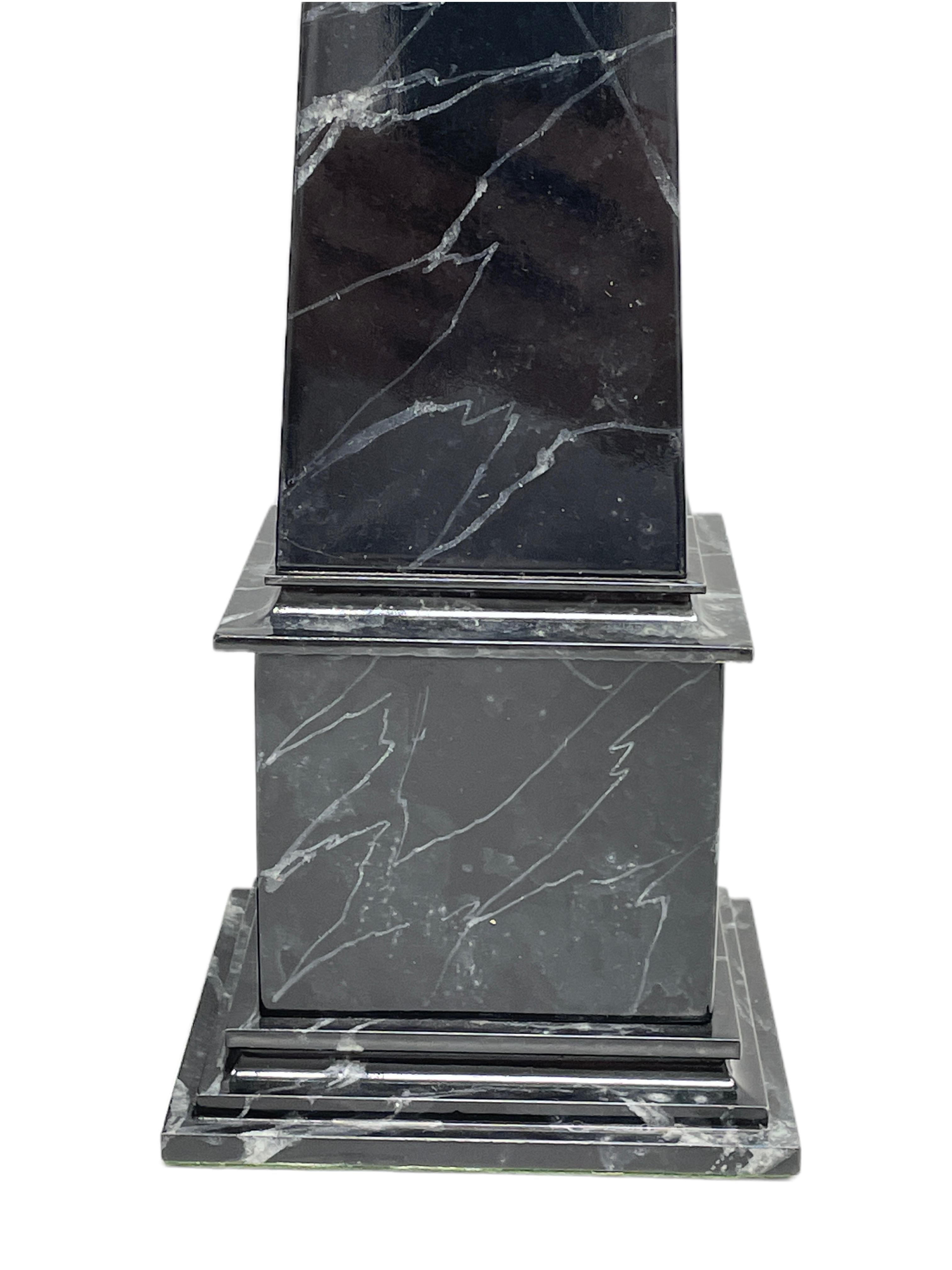 Obelisk Sculpture Marbled Wood, Black and White, Antique Austria 1900s For Sale 1