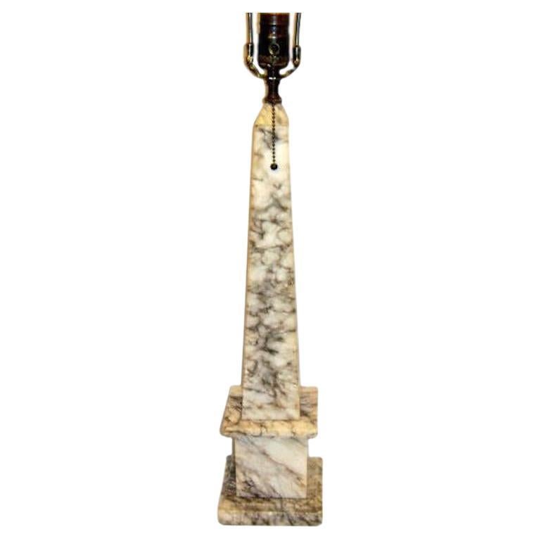 Obelisk Shaped Alabaster Table Lamp For Sale