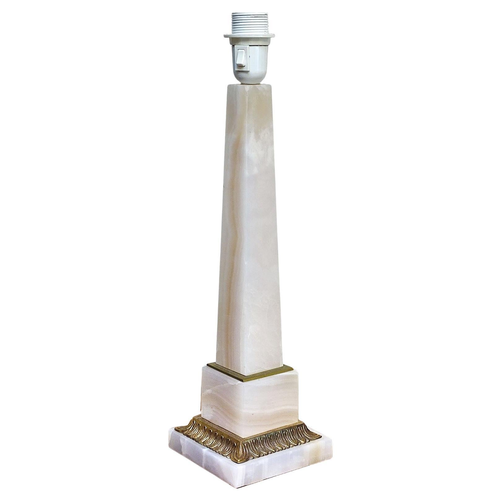 Obelisk Shaped Alabaster Table Lamp For Sale